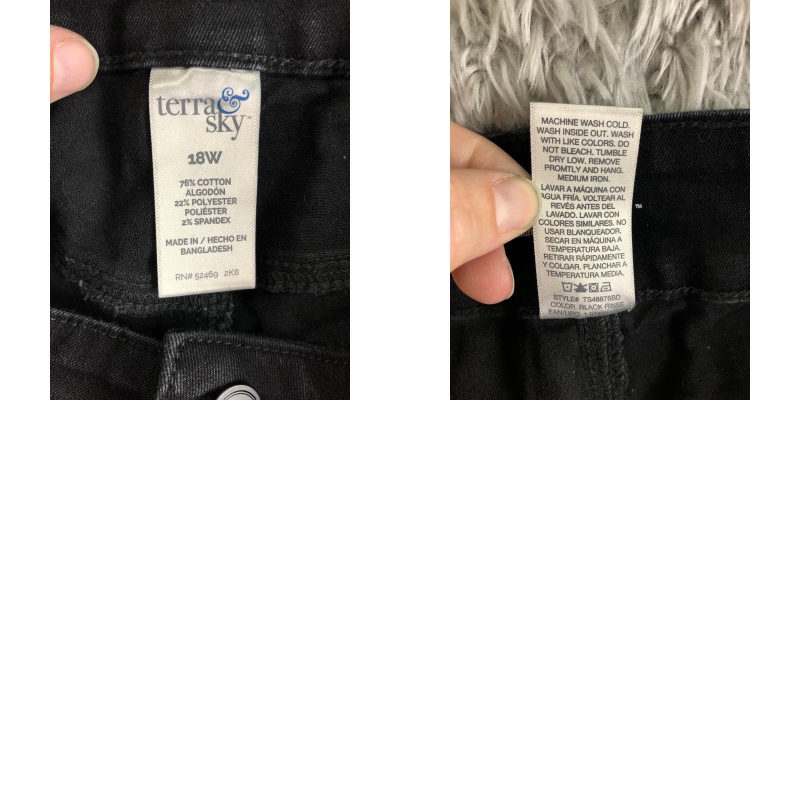 Vintage Terra & Sky Womens Plus Size 18W High Rise Skinny Dark Wash Black Denim Jeans Jeans Size 40" / US 18 - 8 Thumbnail