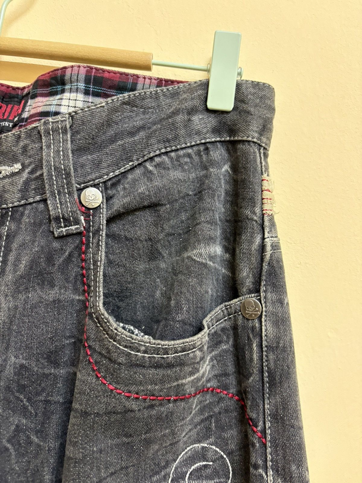 If Six Was Nine × Japanese Brand Vintage Y2k Jack Serika Poem Skull Printed Flared Jeans Size US 34 / EU 50 - 12 Thumbnail