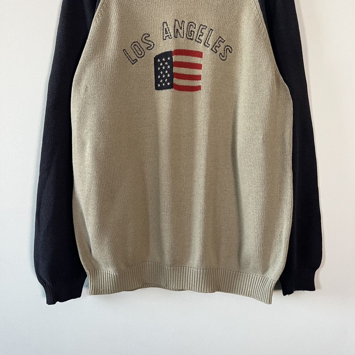 Vintage LA Varsity Knit Sweater American Flag Retro Streetwear Size US XL / EU 56 / 4 - 3 Thumbnail