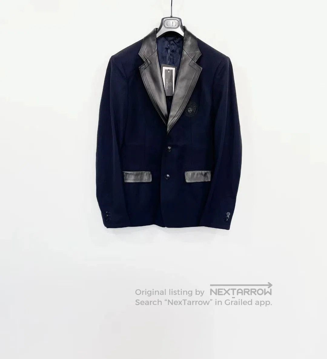 Versace VERSACE Wool Leather Trim Blazer. Size US XL / EU 56 / 4 - 1 Thumbnail