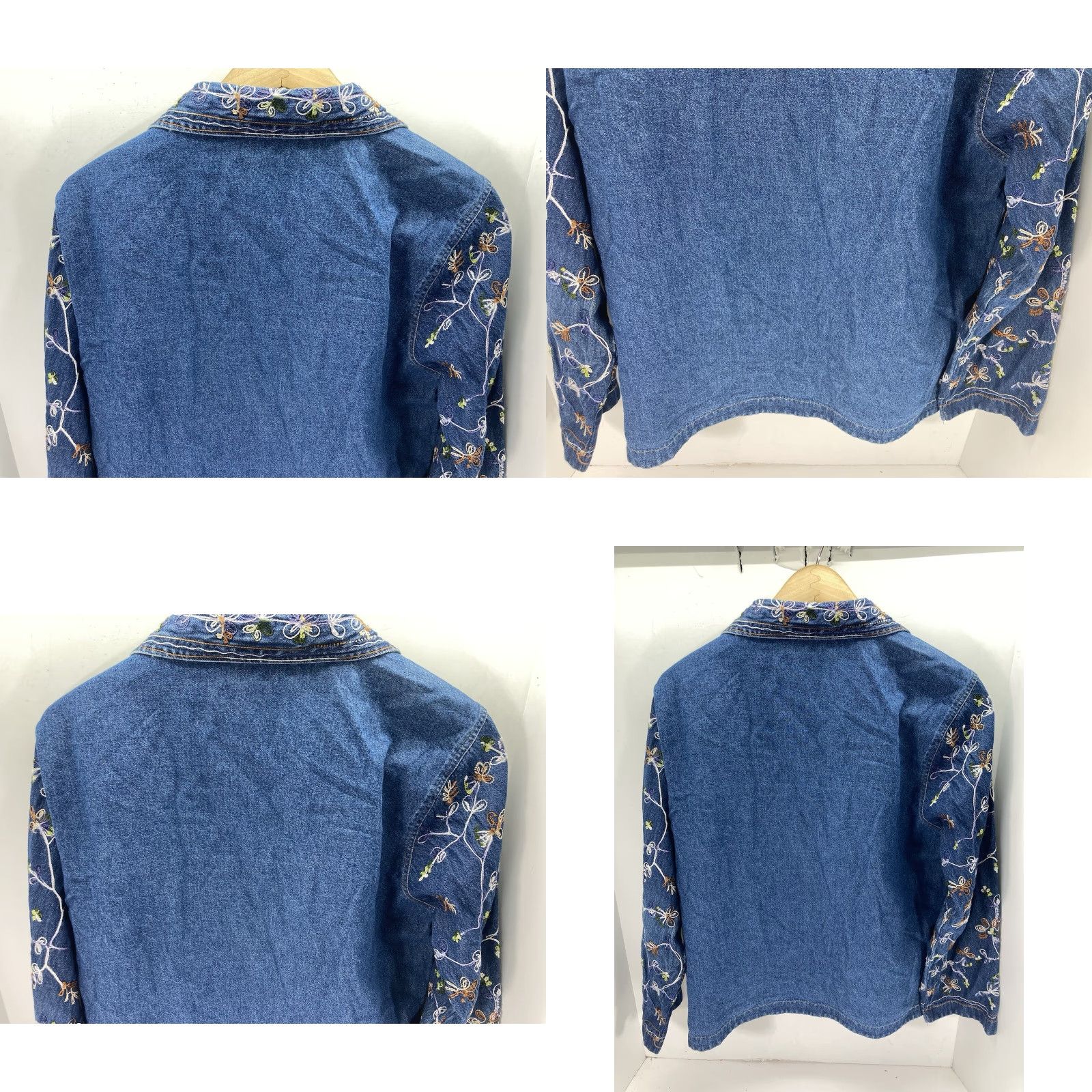 Denime VINTAGE Jane Ashley Denim Shirt Jacket Women Medium Blue Embroidered Long Sleeve Shirt Mens Womens Boys Girls Size M / US 6-8 / IT 42-44 - 8 Thumbnail