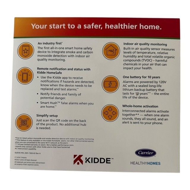 Designer Kidde Smart Wired Smoke Carbon Monoxide Detector Air Quality Size ONE SIZE - 18 Thumbnail