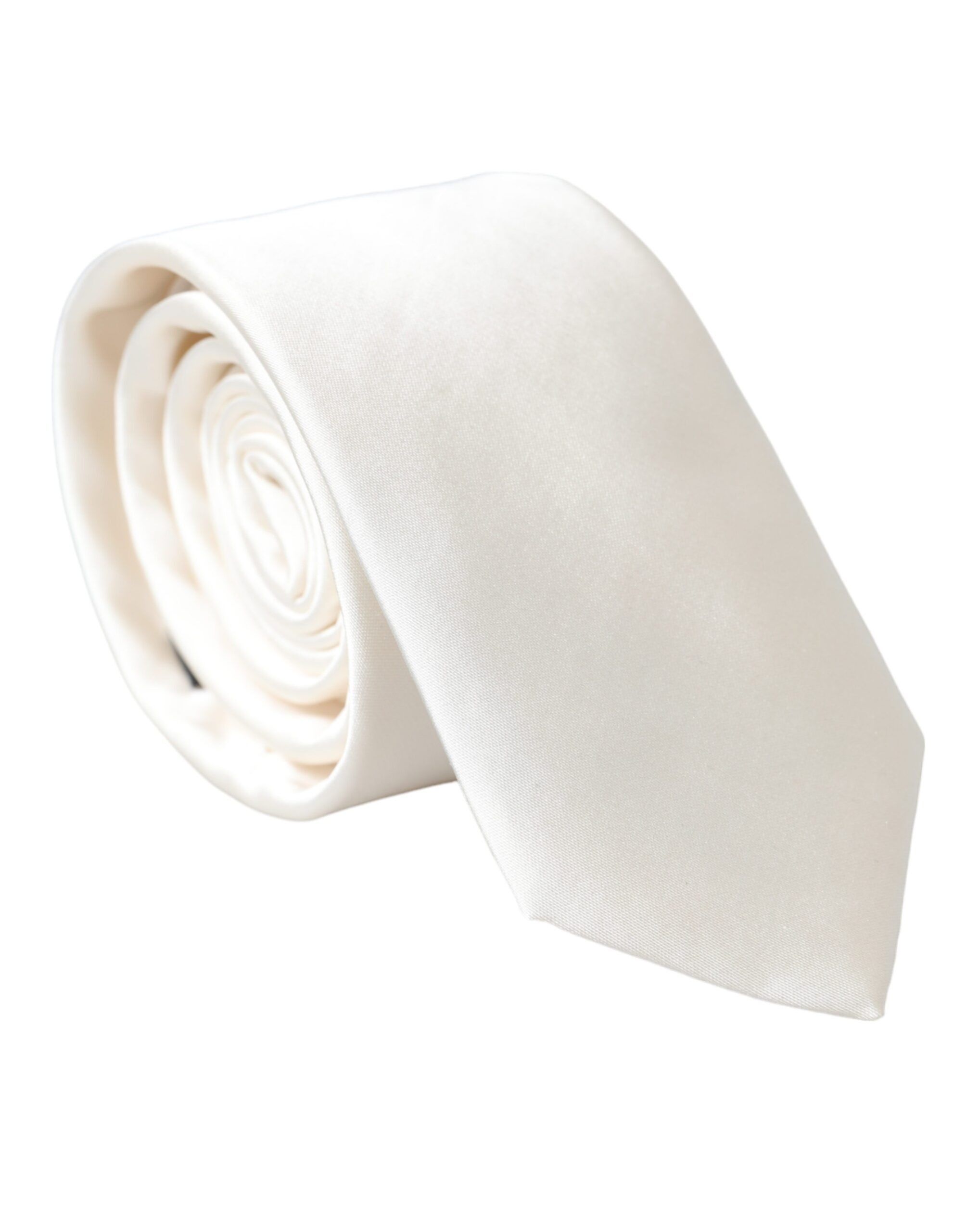 Dolce & Gabbana White Solid 100% Silk Adjustable Men's Tie Size ONE SIZE - 1 Thumbnail