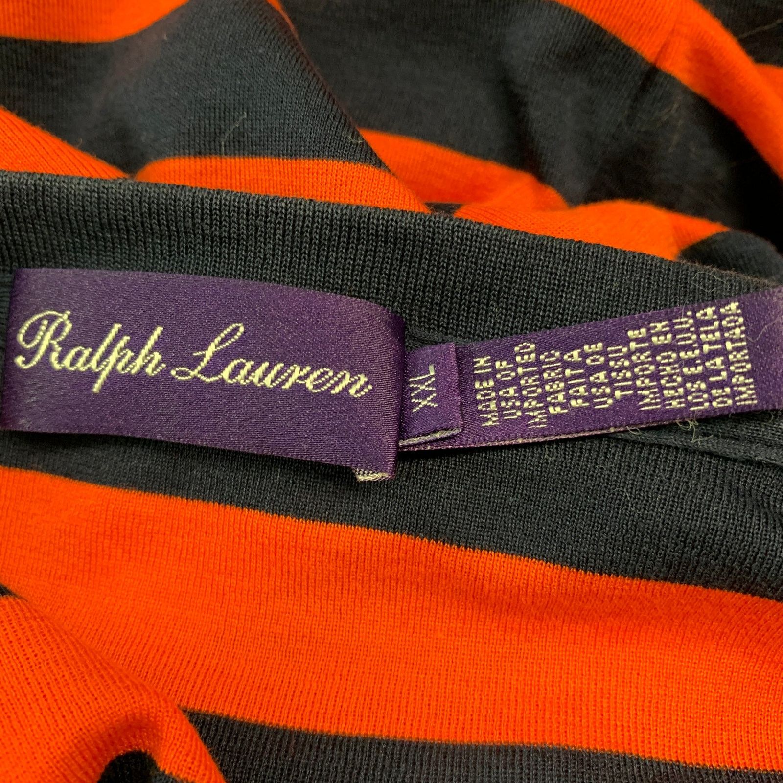 Ralph Lauren Size XXL Orange Navy Stripe Cotton Crew-Neck T-shirt Size US XXL / EU 58 / 5 - 4 Thumbnail