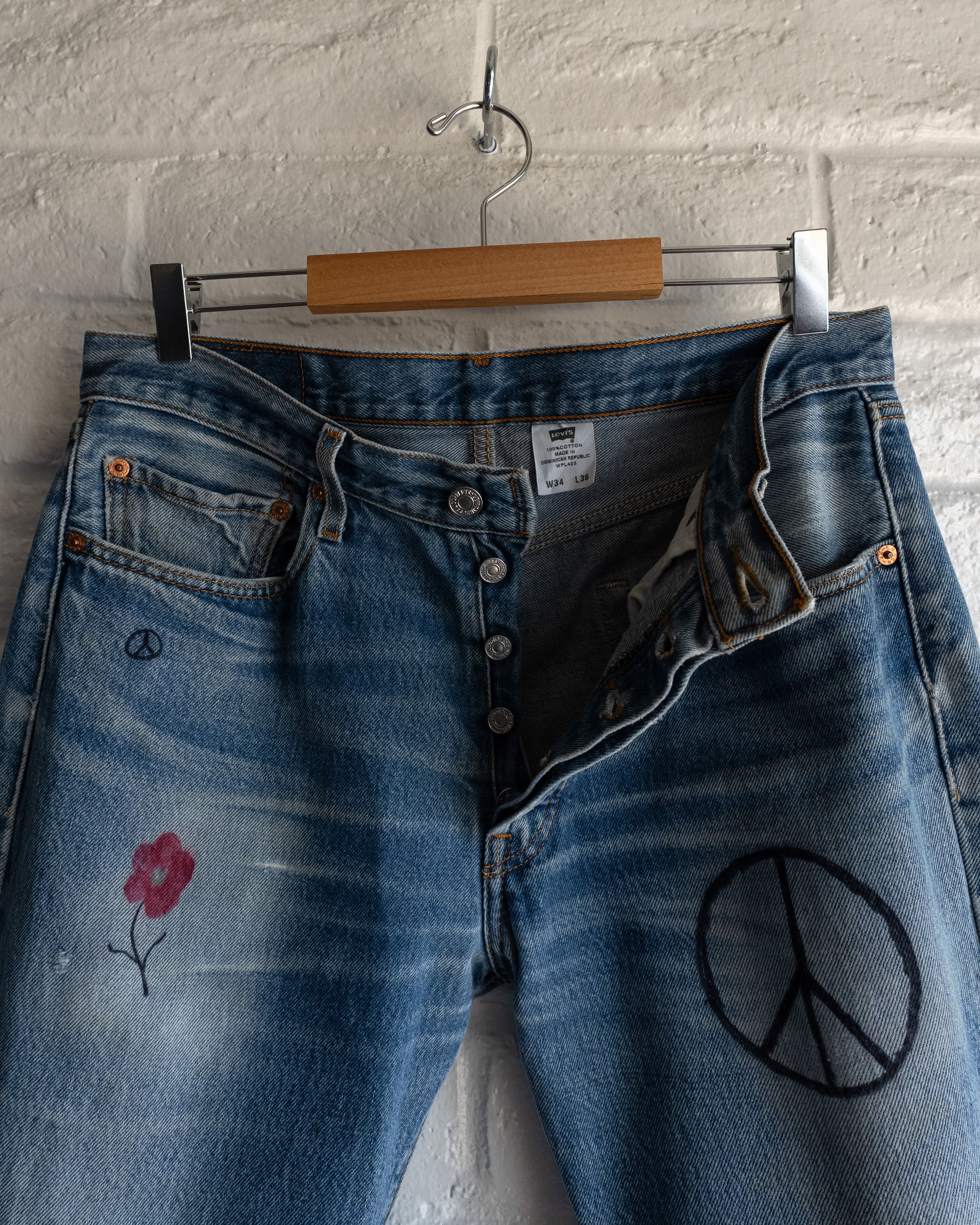 Levi's Vintage 90s Levi's 501 Jeans Scribble Grunge ERD Style Size US 32 / EU 48 - 2 Thumbnail