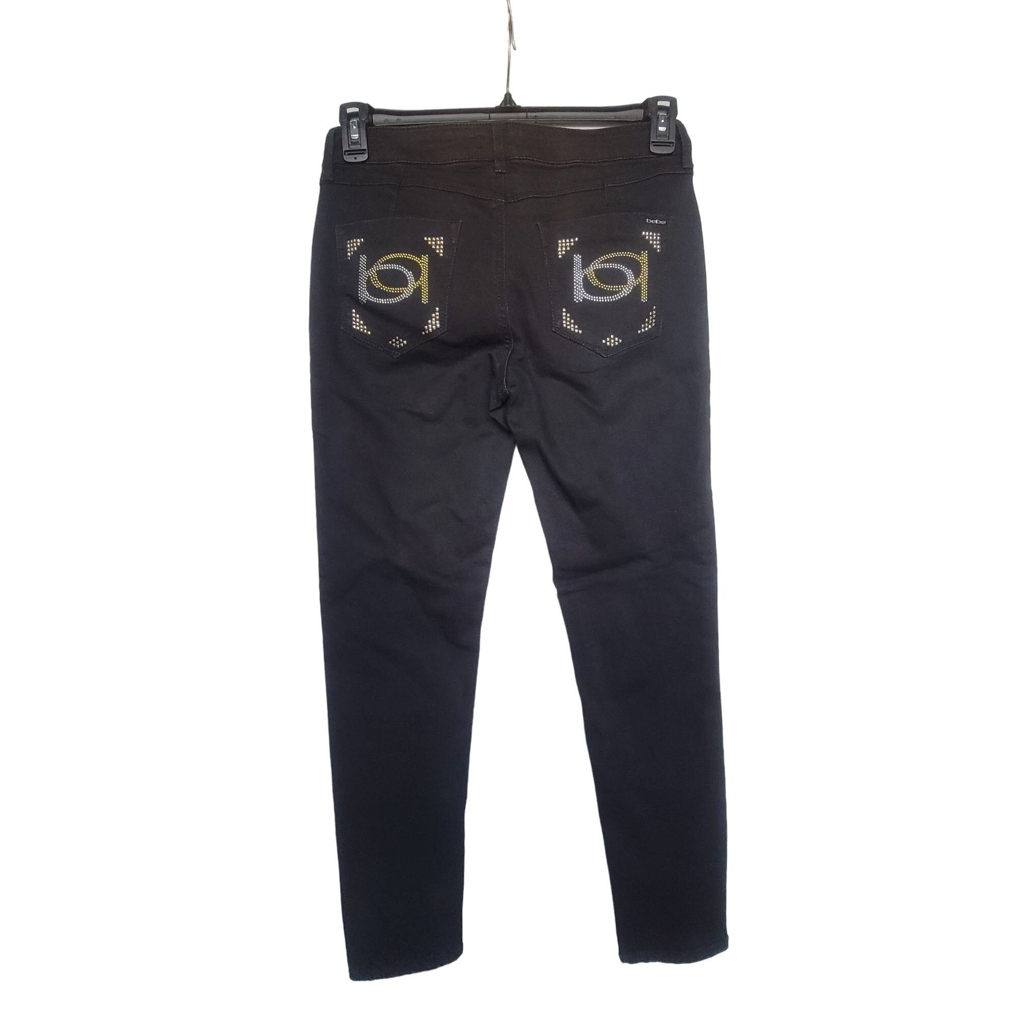 Bebe 🤩Women's skinny Jeans Bebe Sz 28 heartbreaker Black Denim P Size 30" / US 8 / IT 44 - 4 Thumbnail