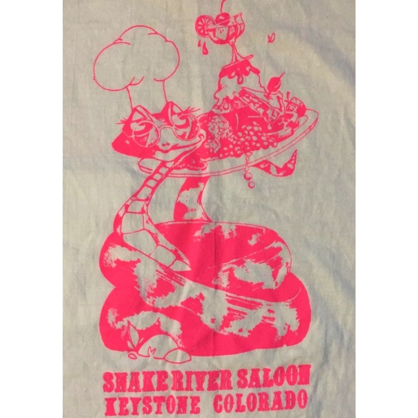 Vtg 80s Snake River Saloon Faded Shirt L Bar Colorado Grunge Biker Cowboy 90s