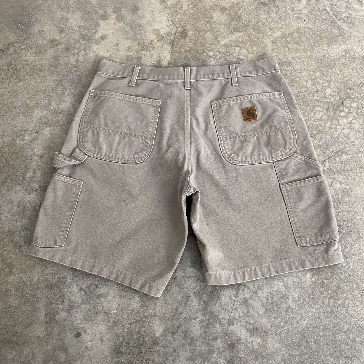 Carhartt VTG Carhartt Desert Grey Dirty Baggy Carpenter Shorts Jorts Size US 34 / EU 50 - 1 Thumbnail