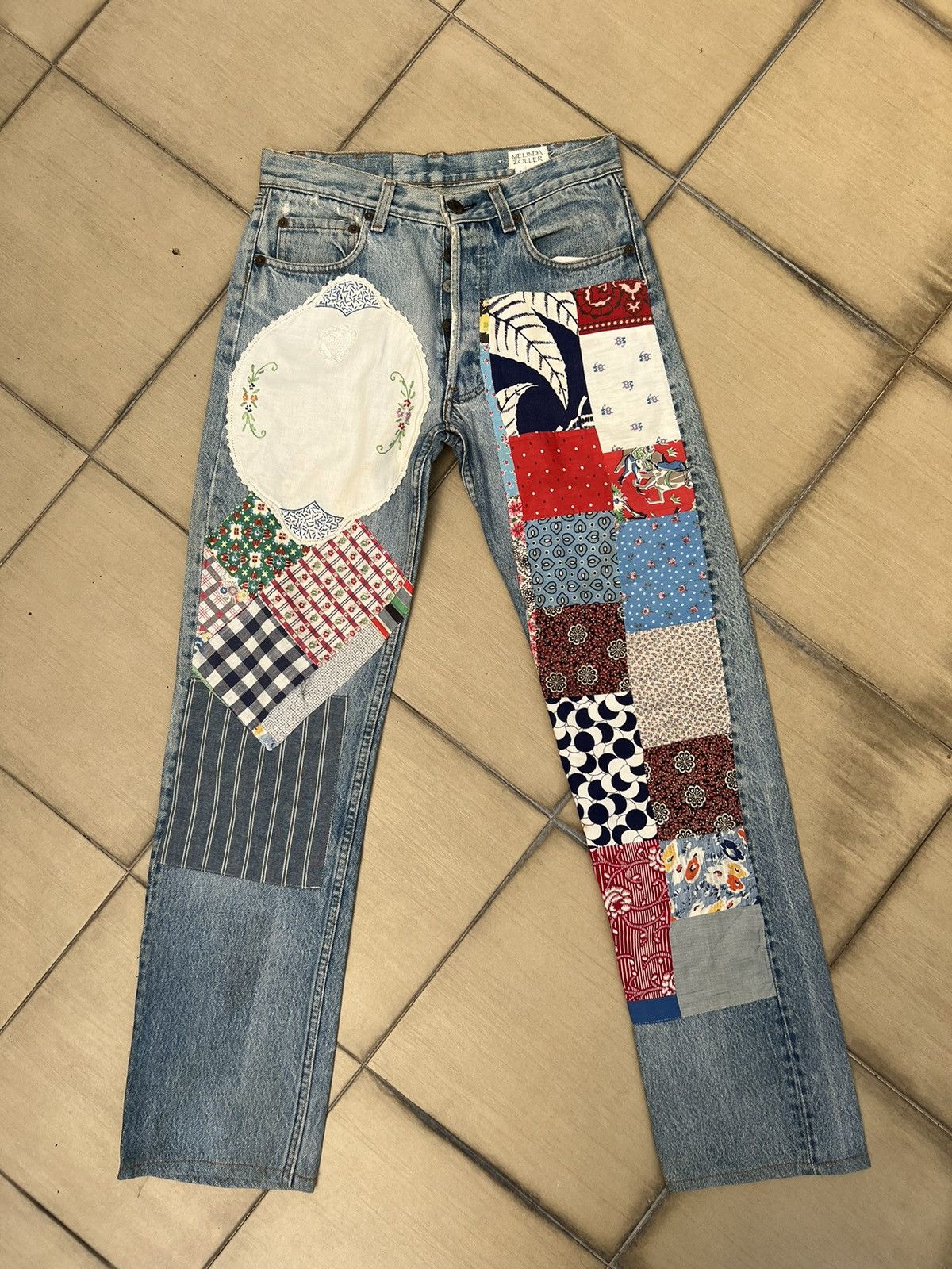 Levi's 80s Melinda Zoller Levi's 501 Patchwork Rips Distress Denim Size US 29 - 1 Thumbnail