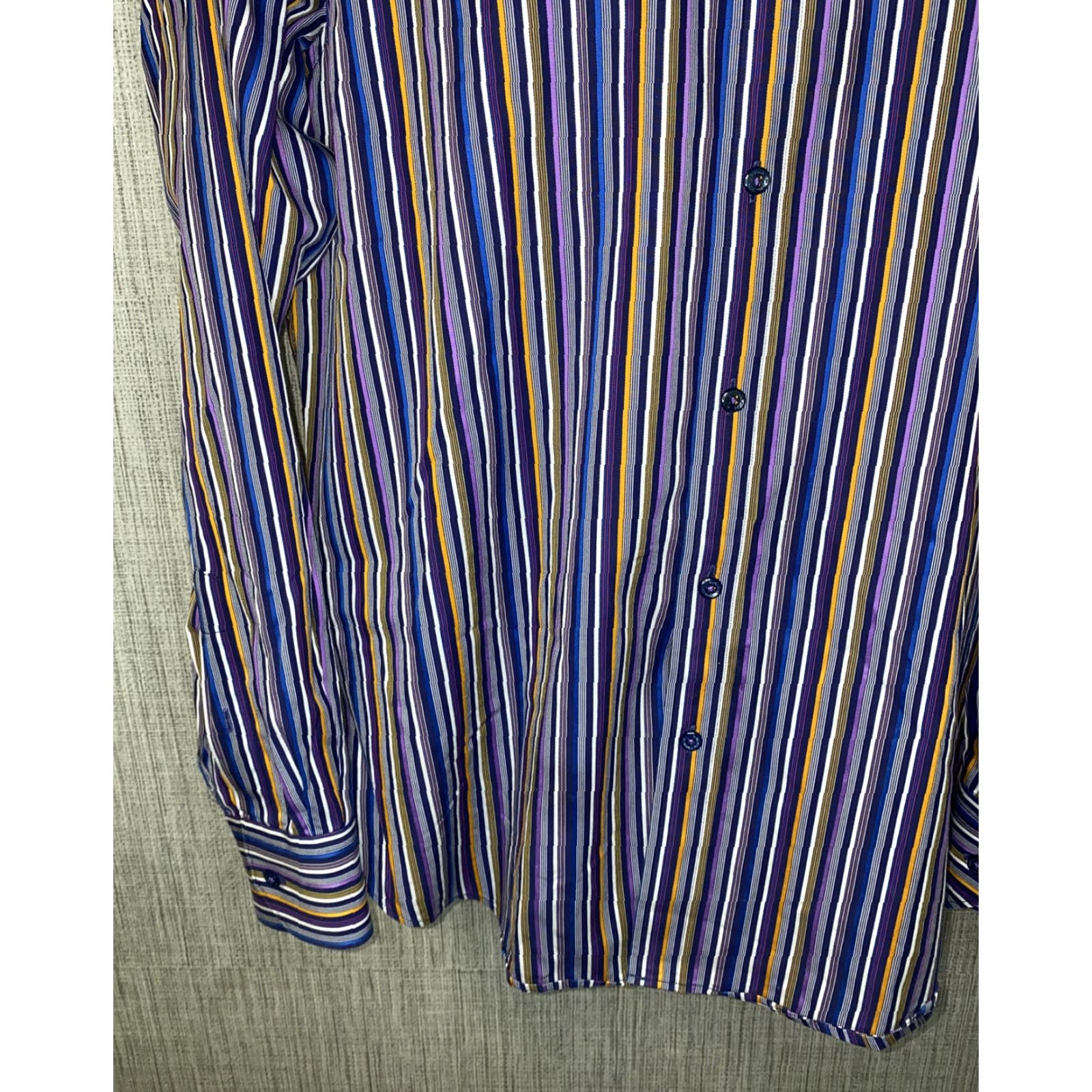 BUGATCHI Bugatchi Uomo Shirt Mens Button Front Long Sleeve Striped Multi Color Size M Size US M / EU 48-50 / 2 - 4 Thumbnail