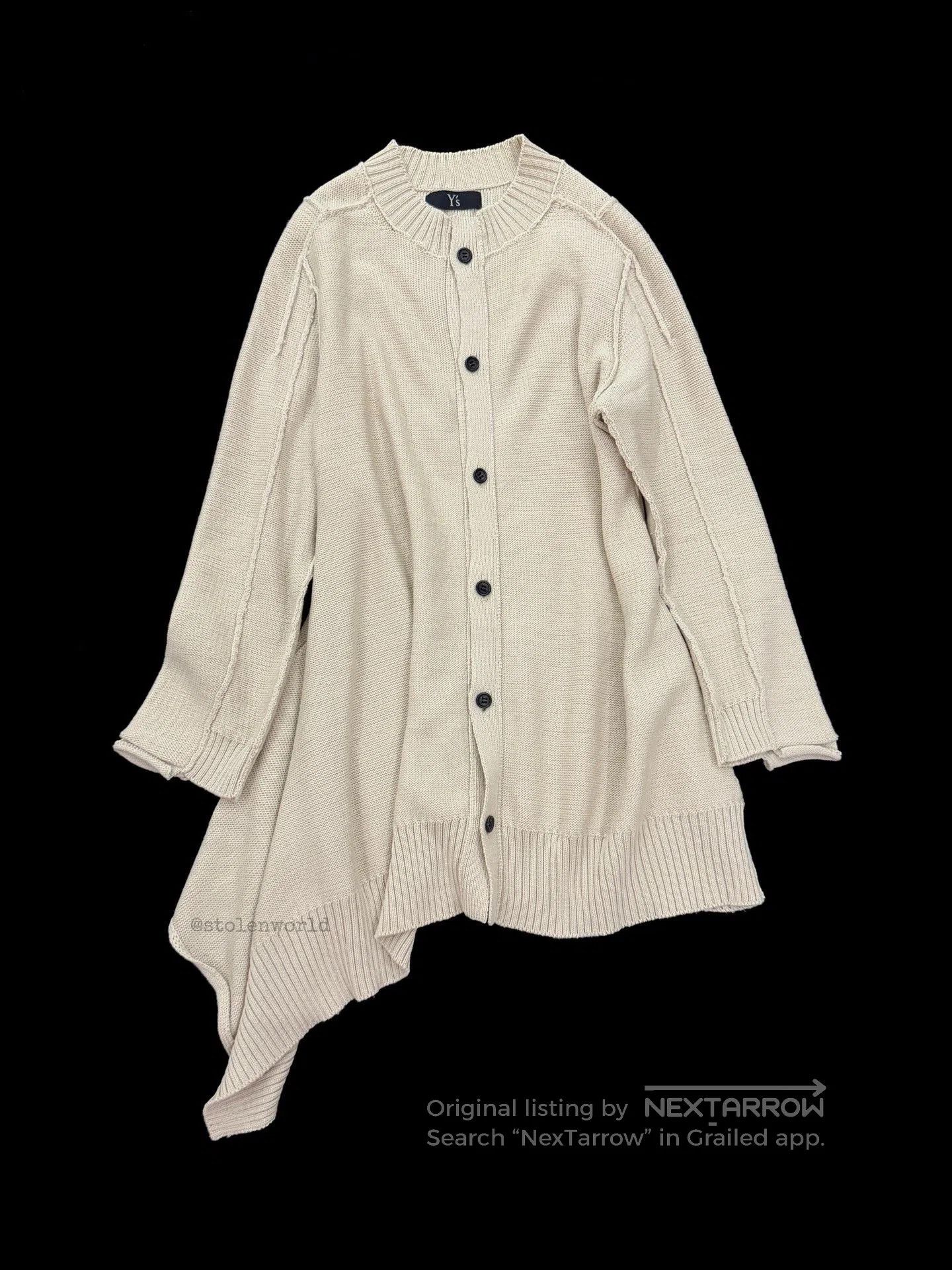 Y's Yohji Yamamoto Y's Asymmetric Hem Wool Cardigan. Size M / US 6-8 / IT 42-44 - 5 Thumbnail