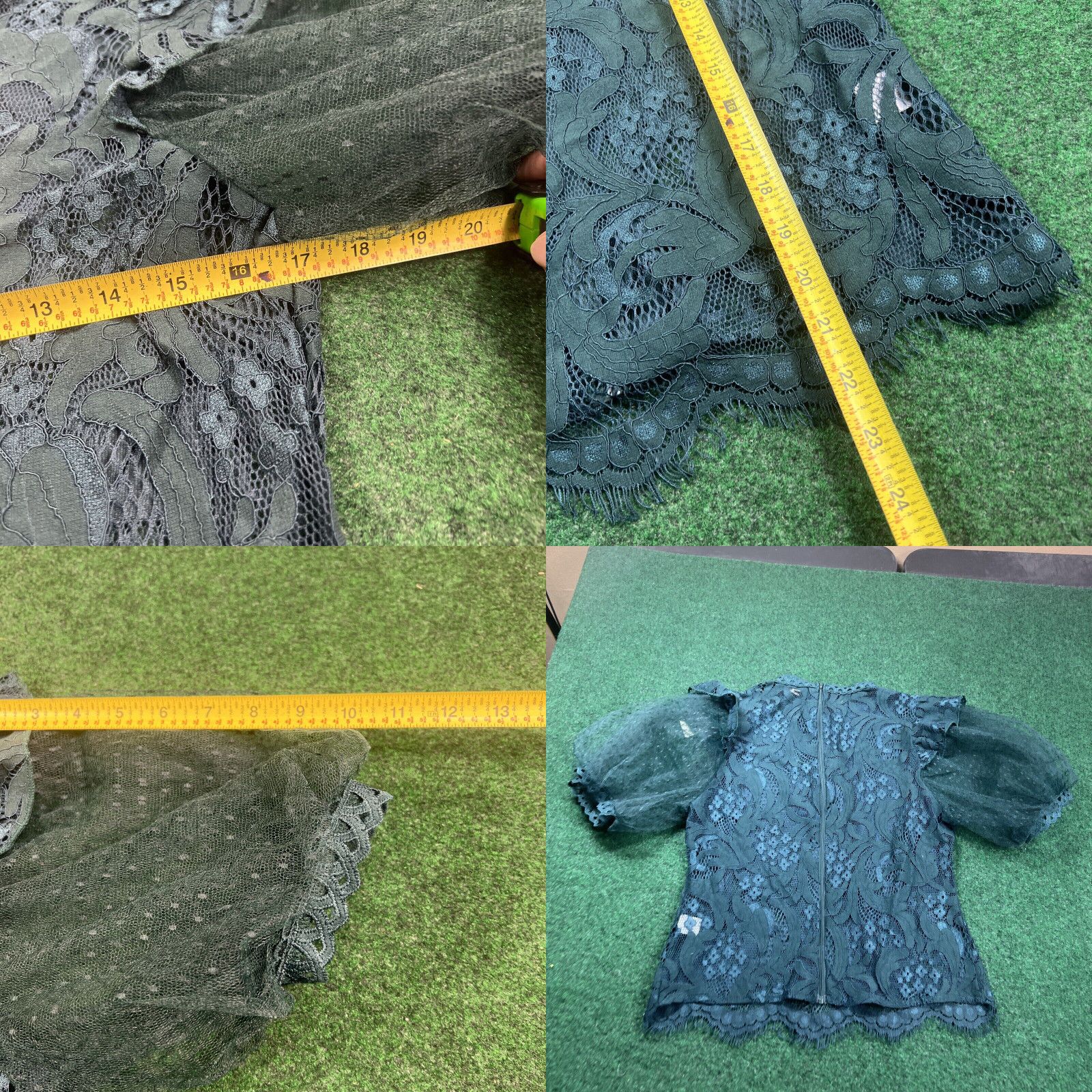 Vintage Peach Brand Green Lace Crochet Top Puff Sleeves New W Tags Sz Large Size L / US 10 / IT 46 - 8 Thumbnail