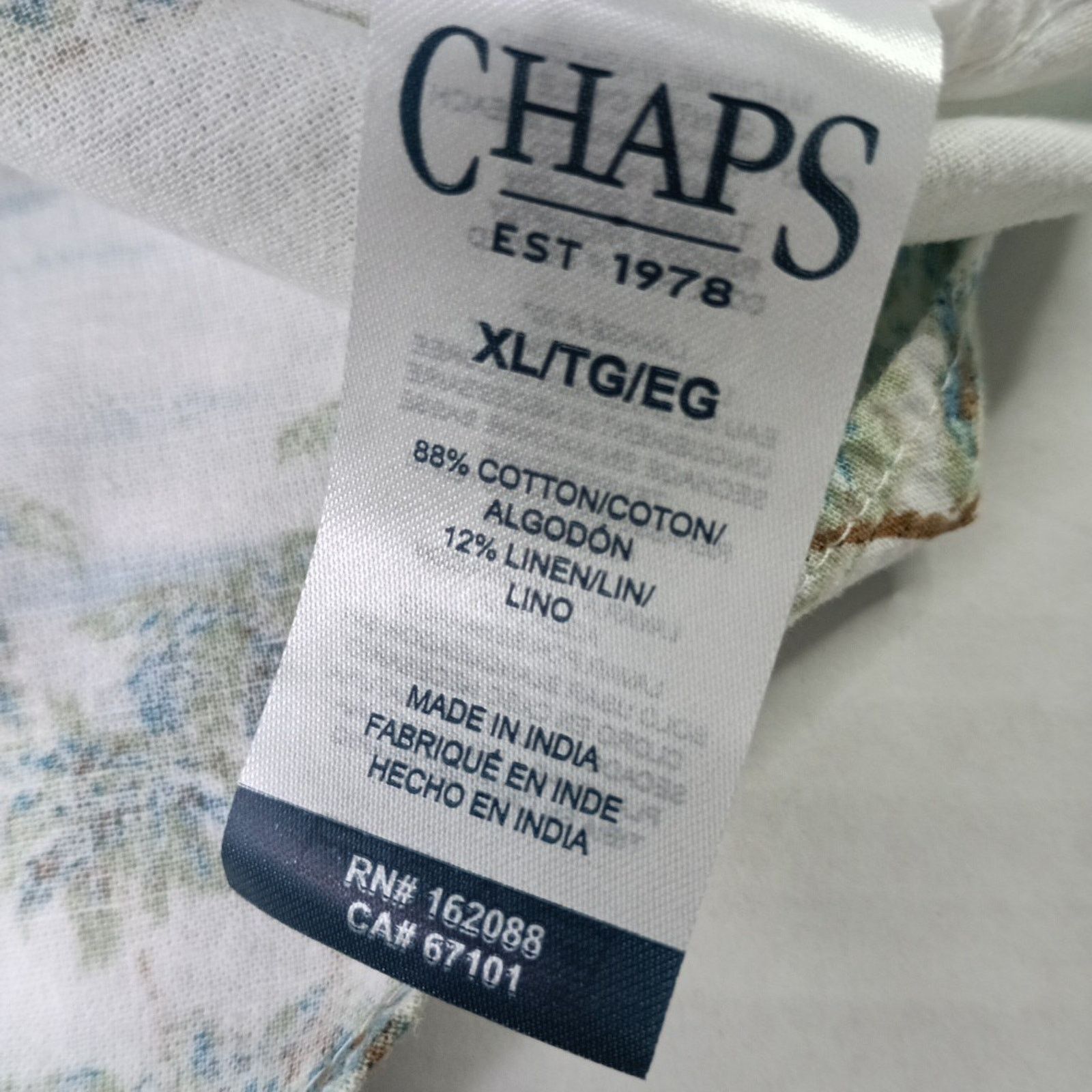 Chaps Chaps Seacoast Wash Linen Woven Shirt Men's XL Floral Print Size US XL / EU 56 / 4 - 6 Thumbnail
