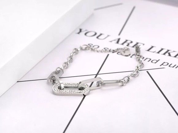 Other Stainless Steel CZ Crystal Chain Bracelet (S) Size ONE SIZE - 2 Thumbnail