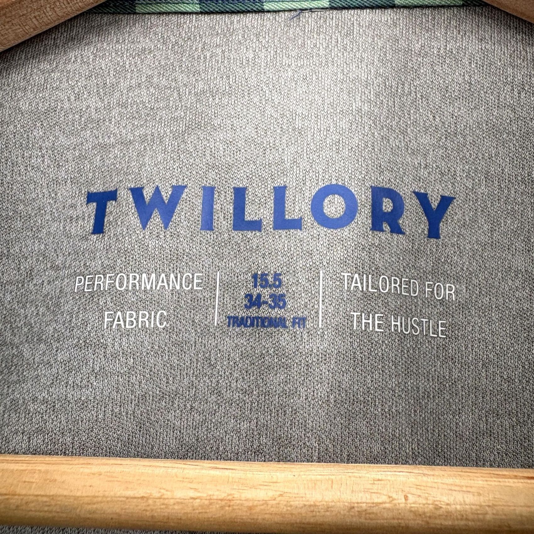 Vintage Twillory Dress Shirt Mens 15.5 34/35 Green Gingham Classic Stretch Performance Shirt Size 42R - 5 Thumbnail
