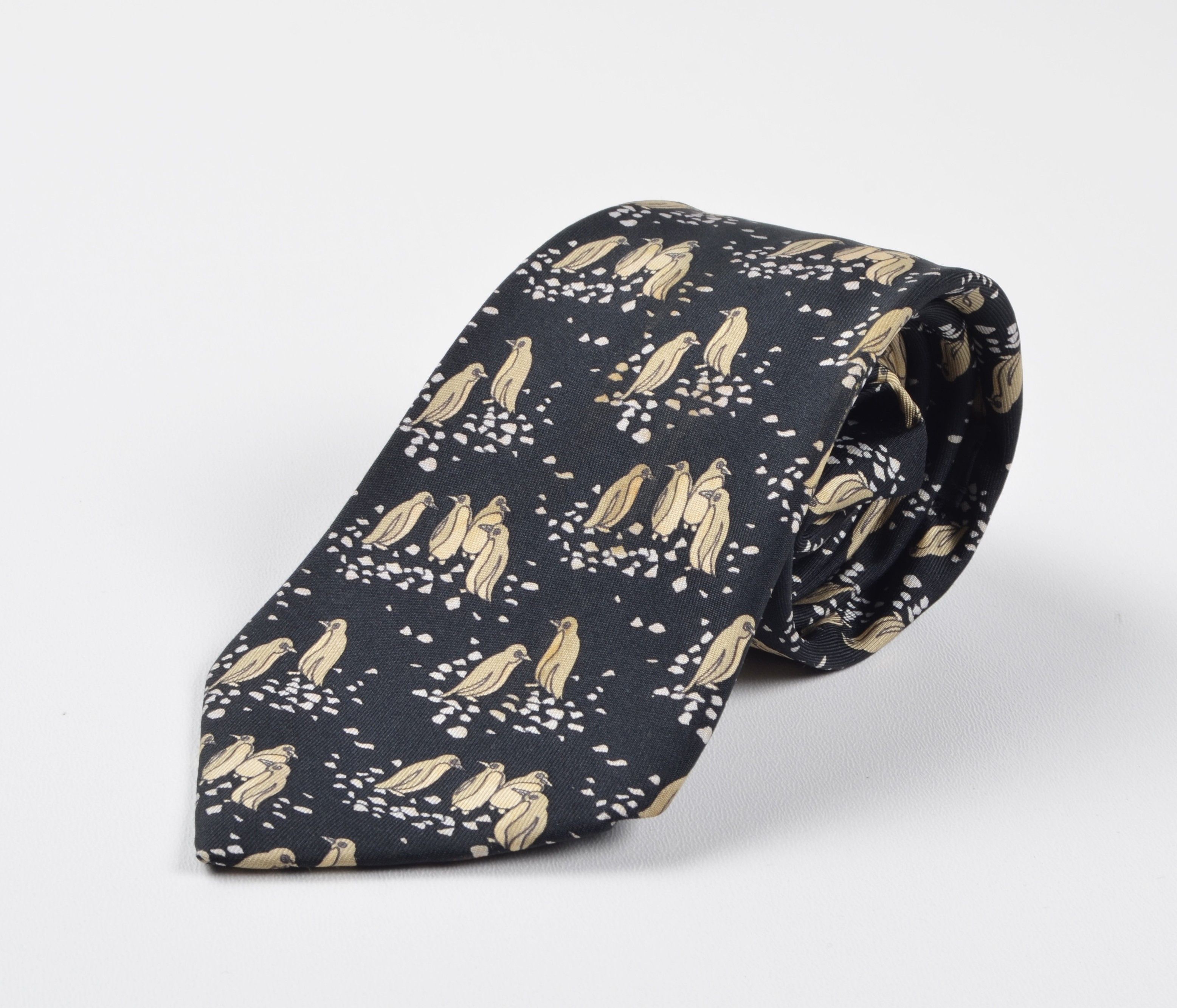 Hermes Hermes Paris 7334 EA Silk Black Penguin Tie Size ONE SIZE - 1 Thumbnail