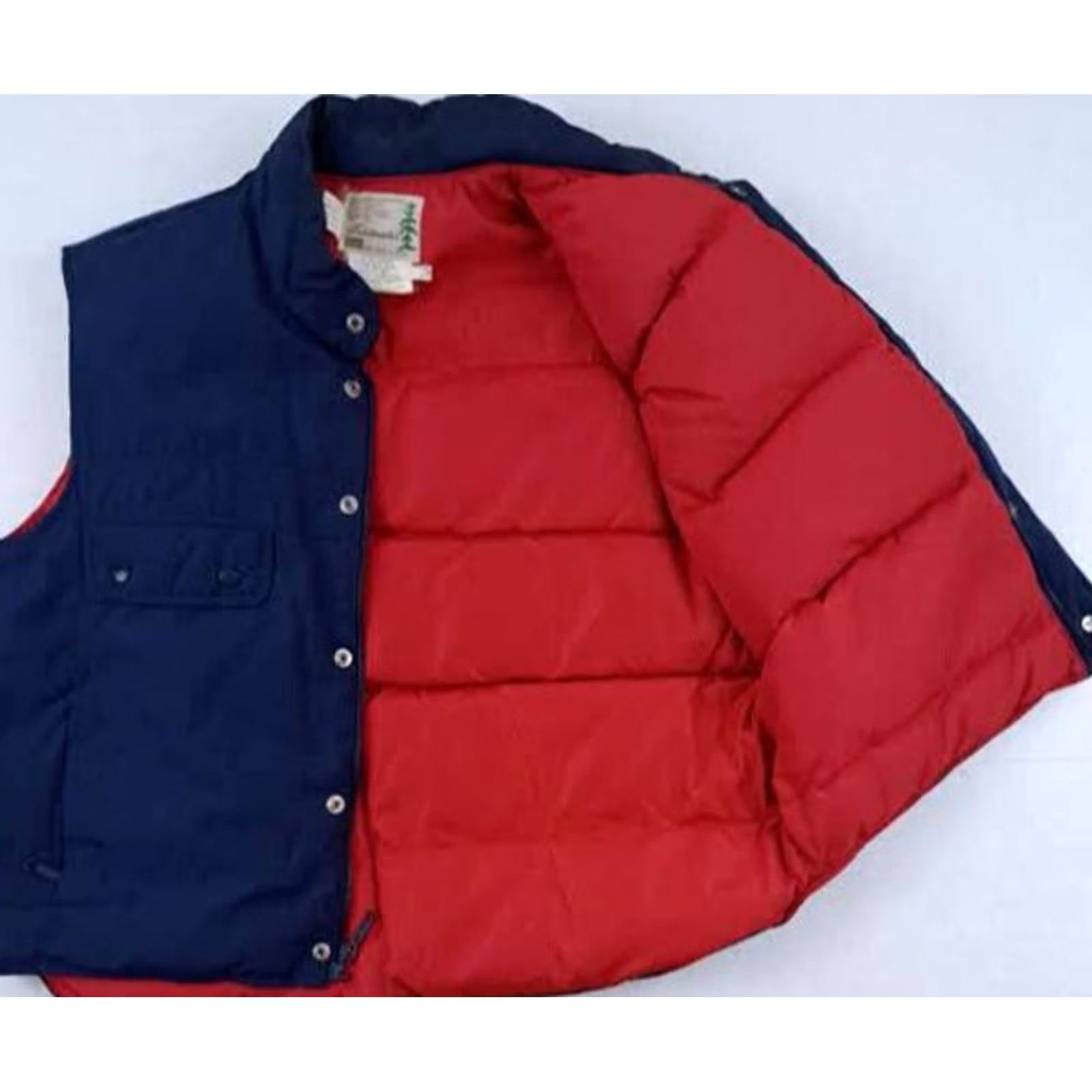 Sears VINTAGE Sears Fieldmaster Down Zip&Button Outdoor Vest XL 46/48 Men Vest Blue & Red Nylon 1970s 80s Bodywarmer Size US M / EU 48-50 / 2 - 3 Thumbnail
