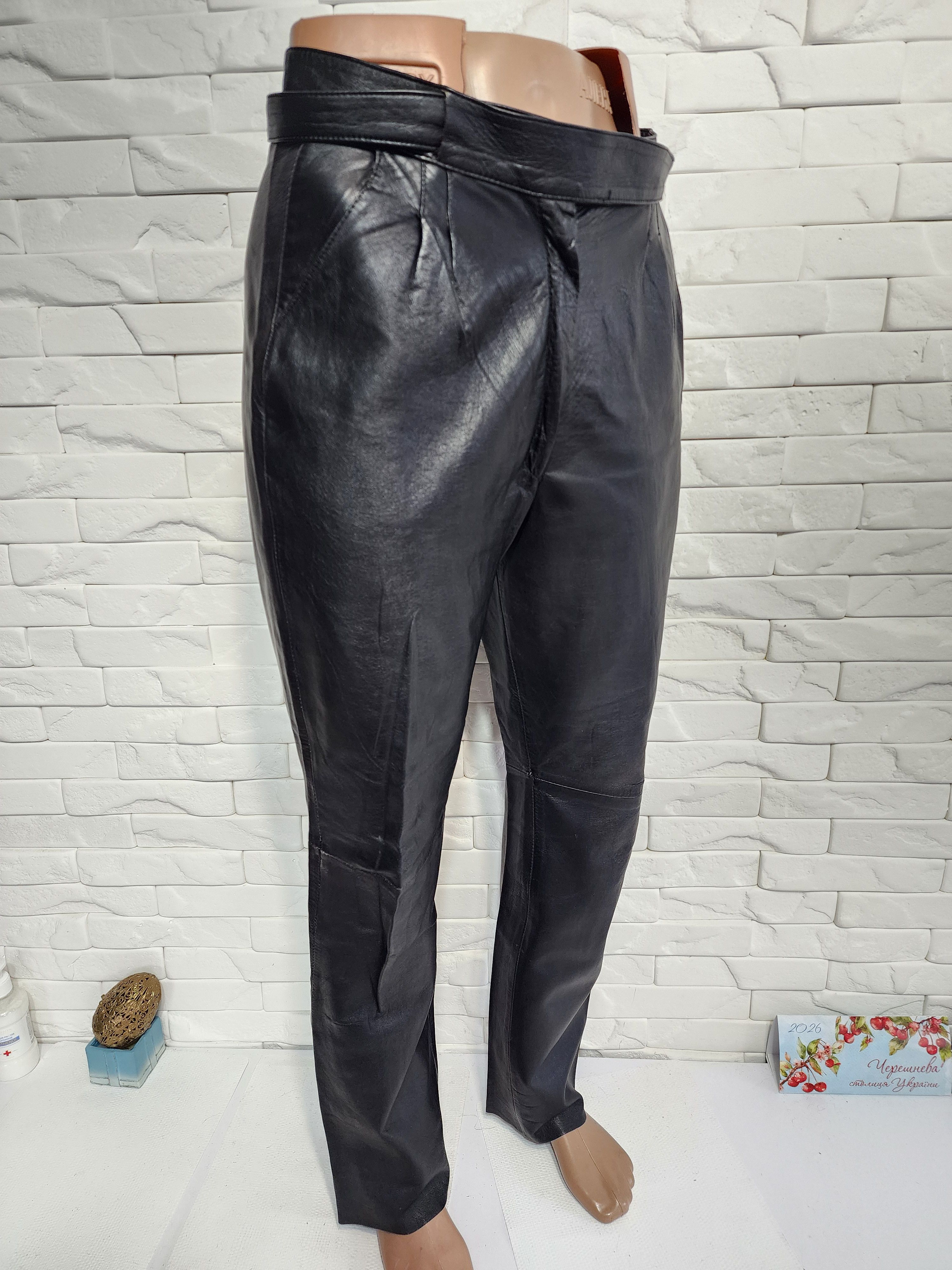 Other Black Leather Pants: Women's Style Genuine Leather Trousers Size 31" - 3 Thumbnail