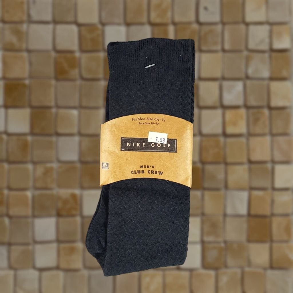 Nike VINTAGE 90s Nike Golf Crew Socks Men Size 10-13 Black USA Made Preppy Sports PGA Size ONE SIZE - 1 Thumbnail