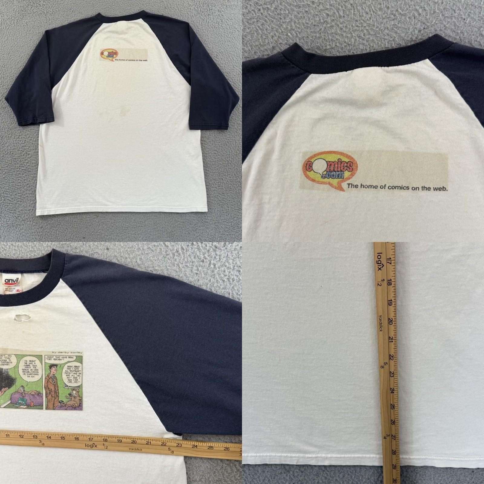 Anvil VINTAGE Get Fuzzy Shirt Mens XL White Raglan 90s Darby Conley Graphic USA Angel 90s Shirt Mens XL White Raglan Anvil Cotton Graphic Print Vintage Size US XL / EU 56 / 4 - 8 Thumbnail