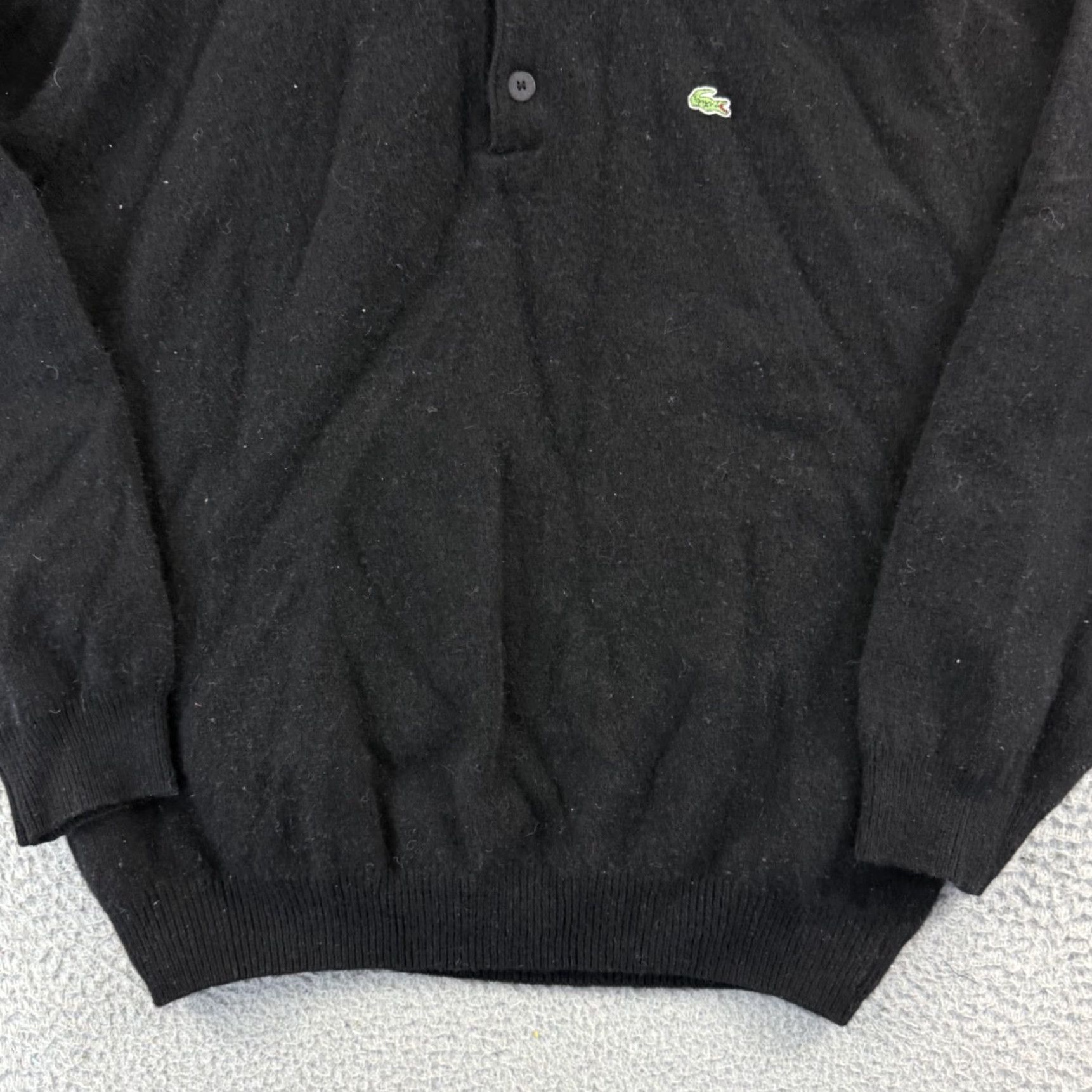 Lacoste VINTAGE Lacoste Sweater Mens 6 XL Black Wool Henley Long Sleeve Knit Preppy Pullover Size US S / EU 44-46 / 1 - 2 Thumbnail