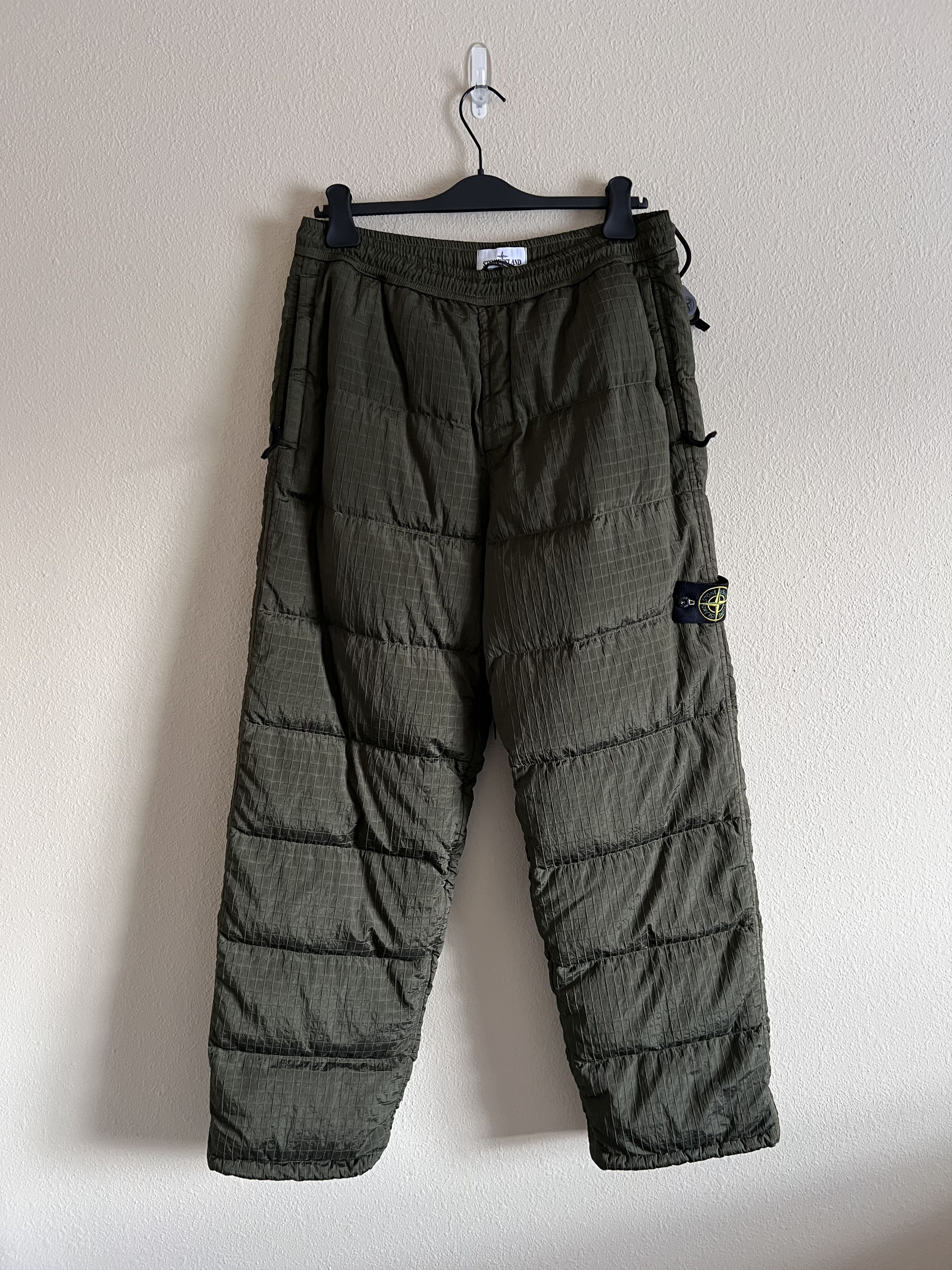 image of Stone Island Nylon Metal Down Puffer Pants 791531232 in Green, Men's (Size 33)