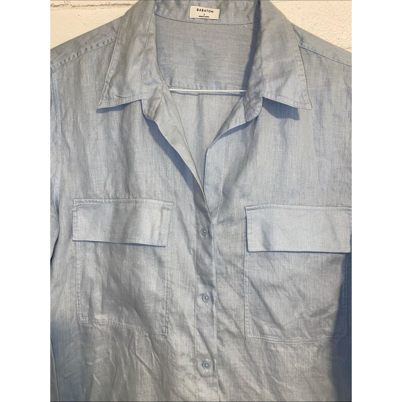 Aritzia Aritzia Babaton $88 Utility Linen Shirt Womens Large EUC Size L / US 10 / IT 46 - 4 Thumbnail