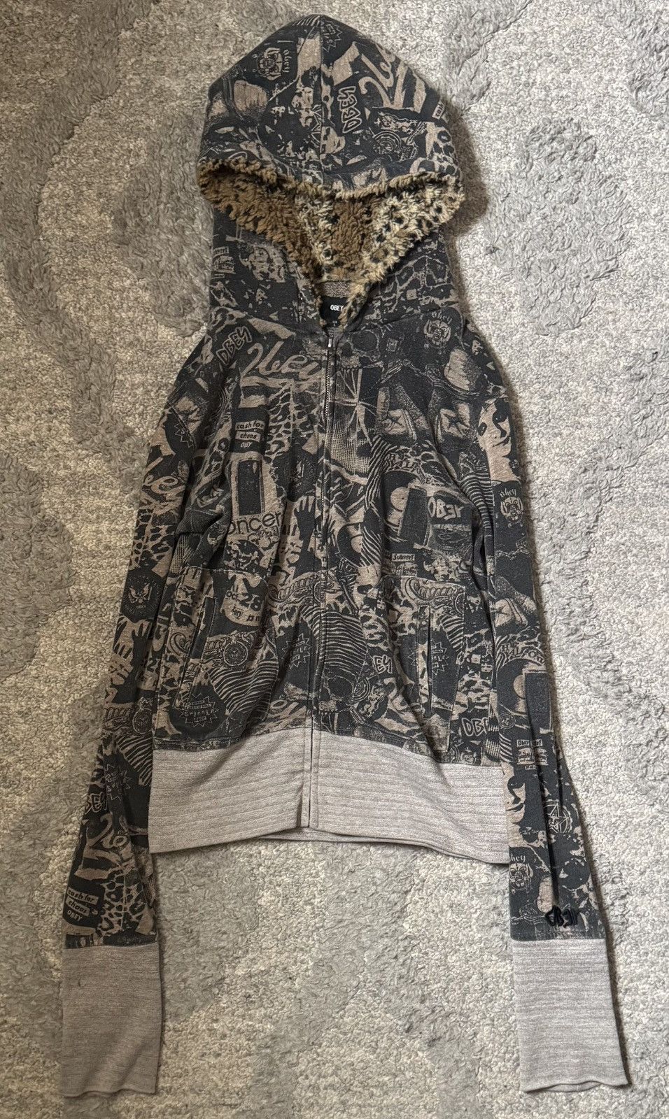 Obey Obey all over print zip up hoodie with fur hood Size US S / EU 44-46 / 1 - 1 Thumbnail