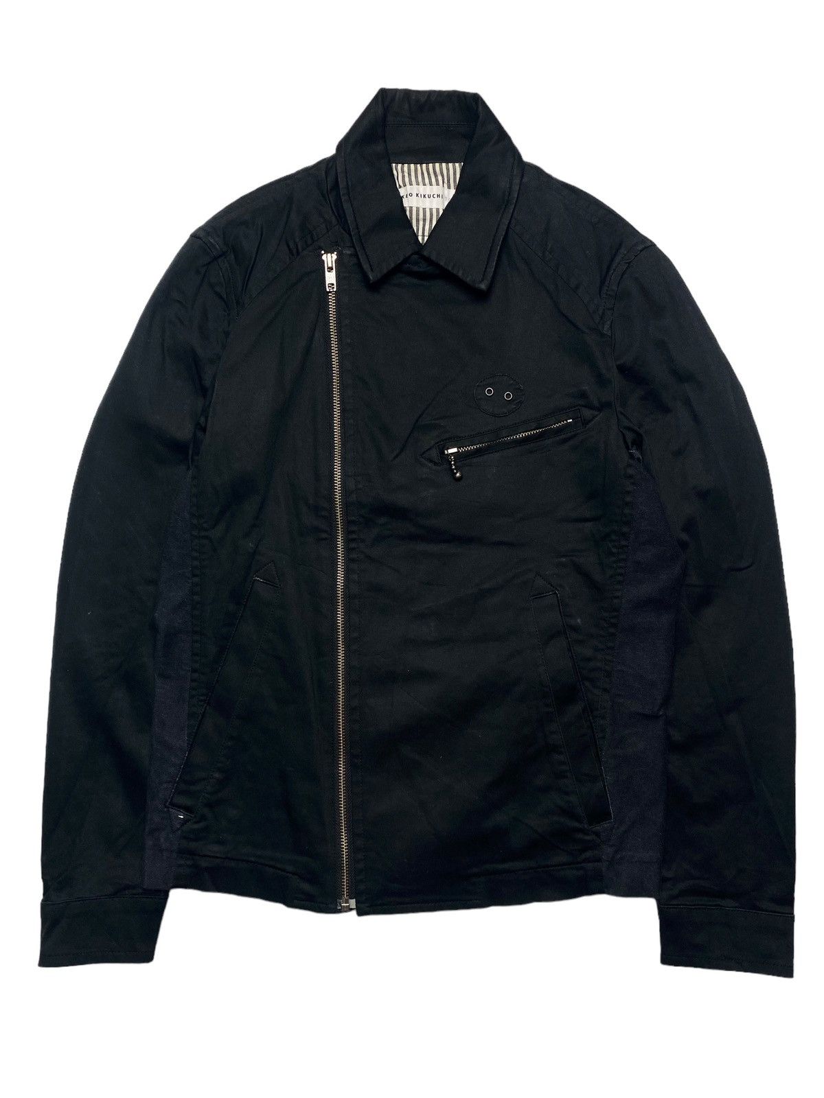 image of 14Th Addiction x Kmrii 2000S Takeo Kikuchi Tokyo - Double Rail Biker Jacket in Black (Size Medium)