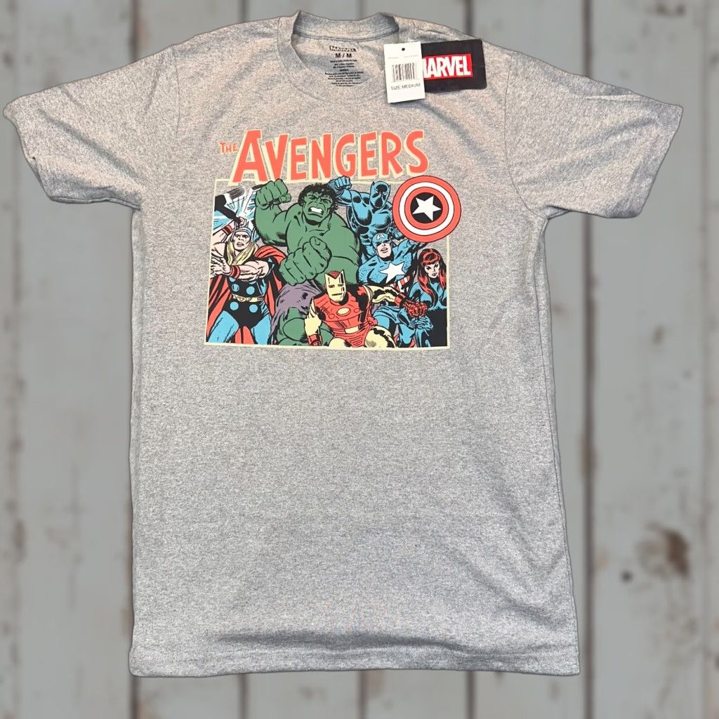 Vintage Marvel Avengers Men's Medium Heather Gray Tee T-Shirt Cartoon Graphic Print NWT Captain Thor Hulk Ironman Captain America Des. 2020s Size US M / EU 48-50 / 2 - 1 Thumbnail
