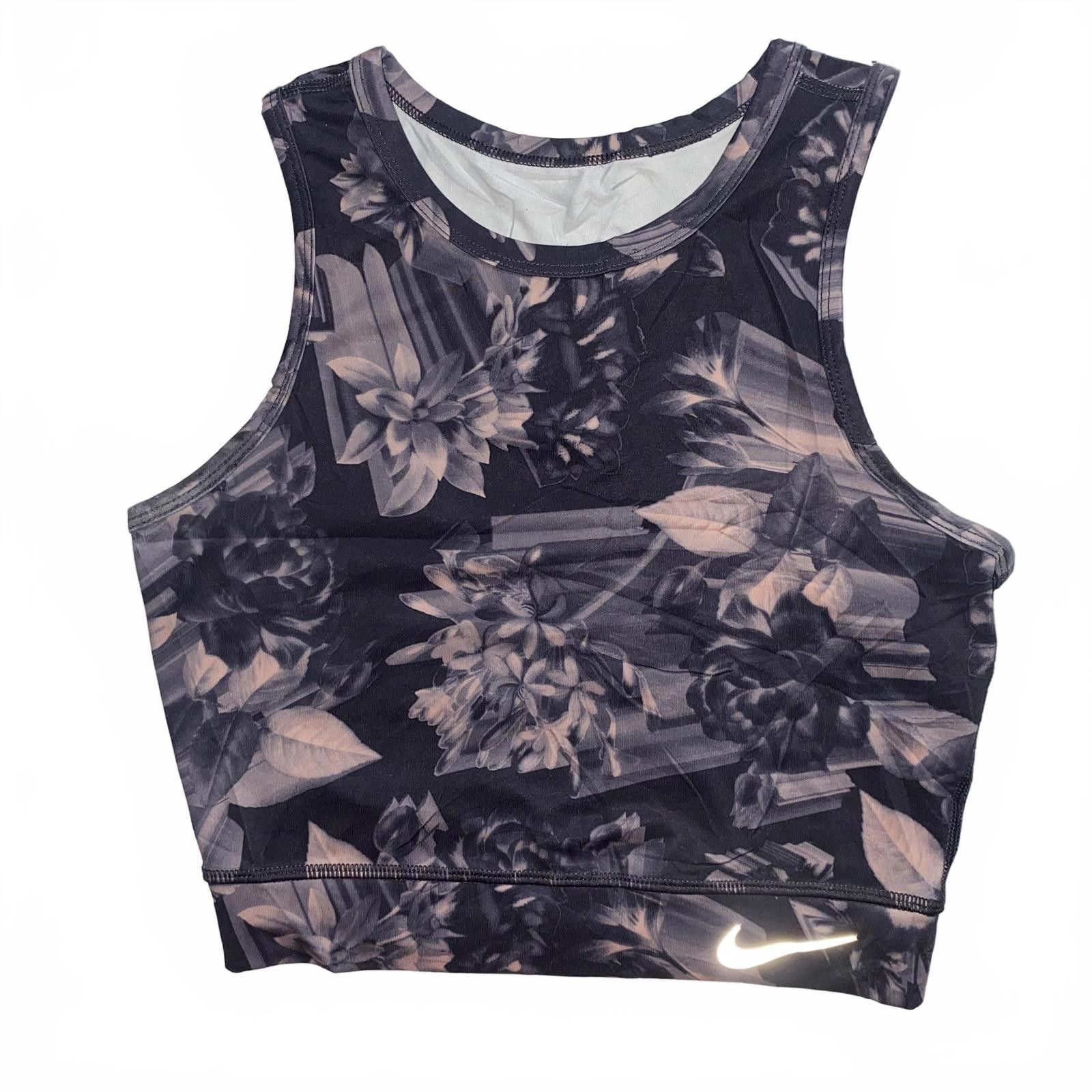Nike Nike Floral Crop Top Size XS High Neck Stretch Fit Dark Size ONE SIZE - 1 Thumbnail