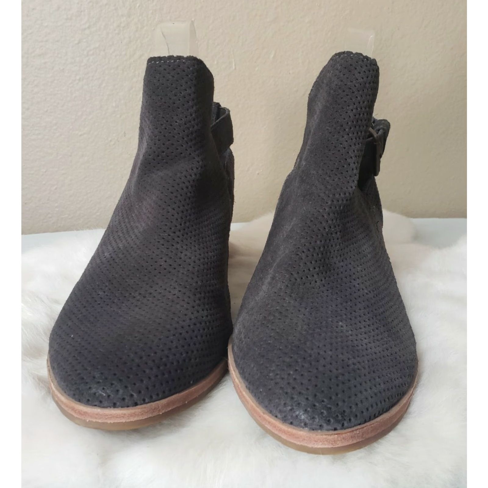 Dolce Vita Dolce Vita Kara Perforated Suede Ankle Booties-Size 9 Women's Bootie Gray Pointed Toe Casual 2" Heel Size US 9 / IT 39 - 5 Thumbnail