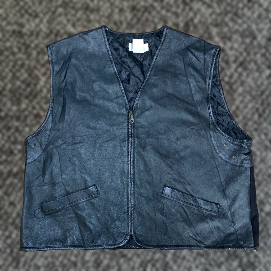 Vintage VINTAGE City Streets Leather Jacket Mens XL Vest Full Zip 80s 90s Motorcycle Wool Lining Black Size US XL / EU 56 / 4 - 1 Thumbnail
