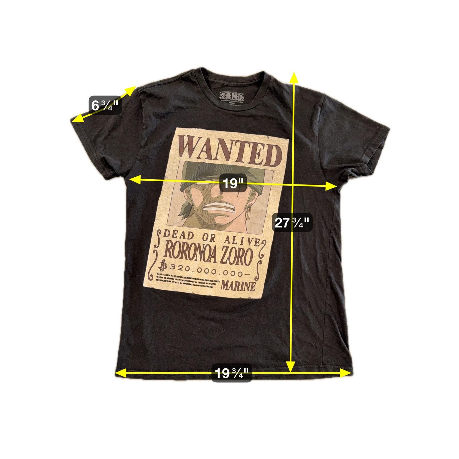 One Piece Rare One Piece Roronoa Zoro WANTED Poster T-Shirt - M Size US M / EU 48-50 / 2 - 4 Thumbnail