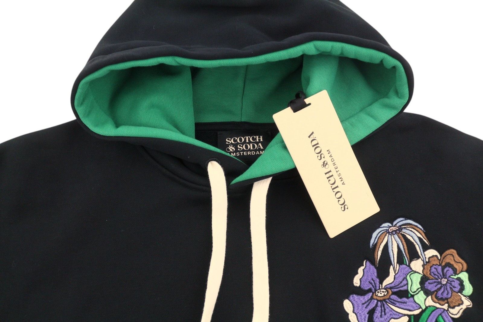 Scotch & Soda M Black Cotton Embroidered Hoodie 88558 Size US M / EU 48-50 / 2 - 4 Thumbnail