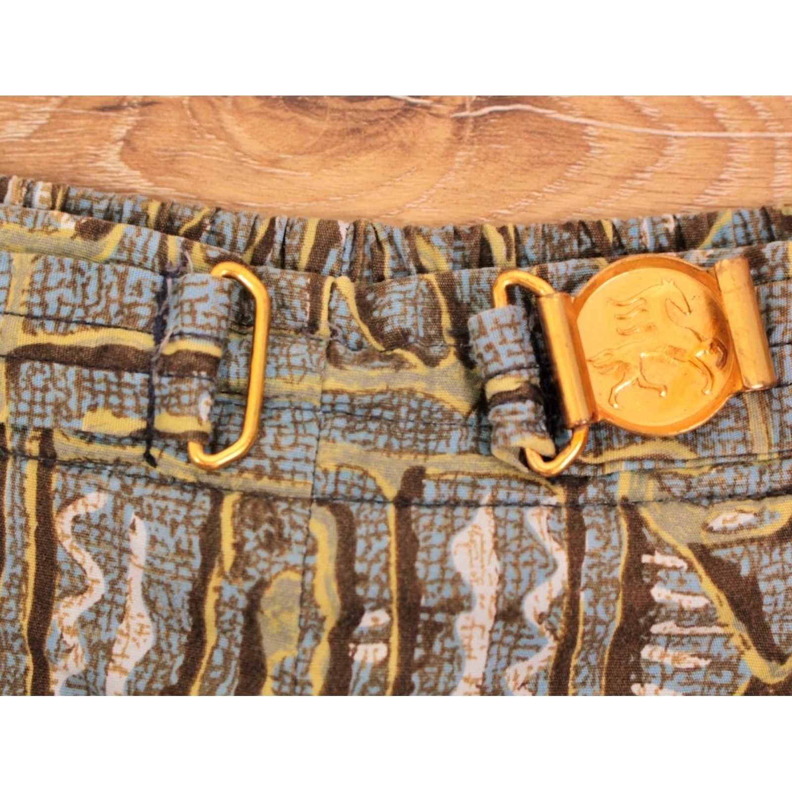 Vintage Mens VTG 1950s Green & Blue Hawaiian Print Swimming Trunks Sz S 50s Shorts Size US 29 - 7 Thumbnail