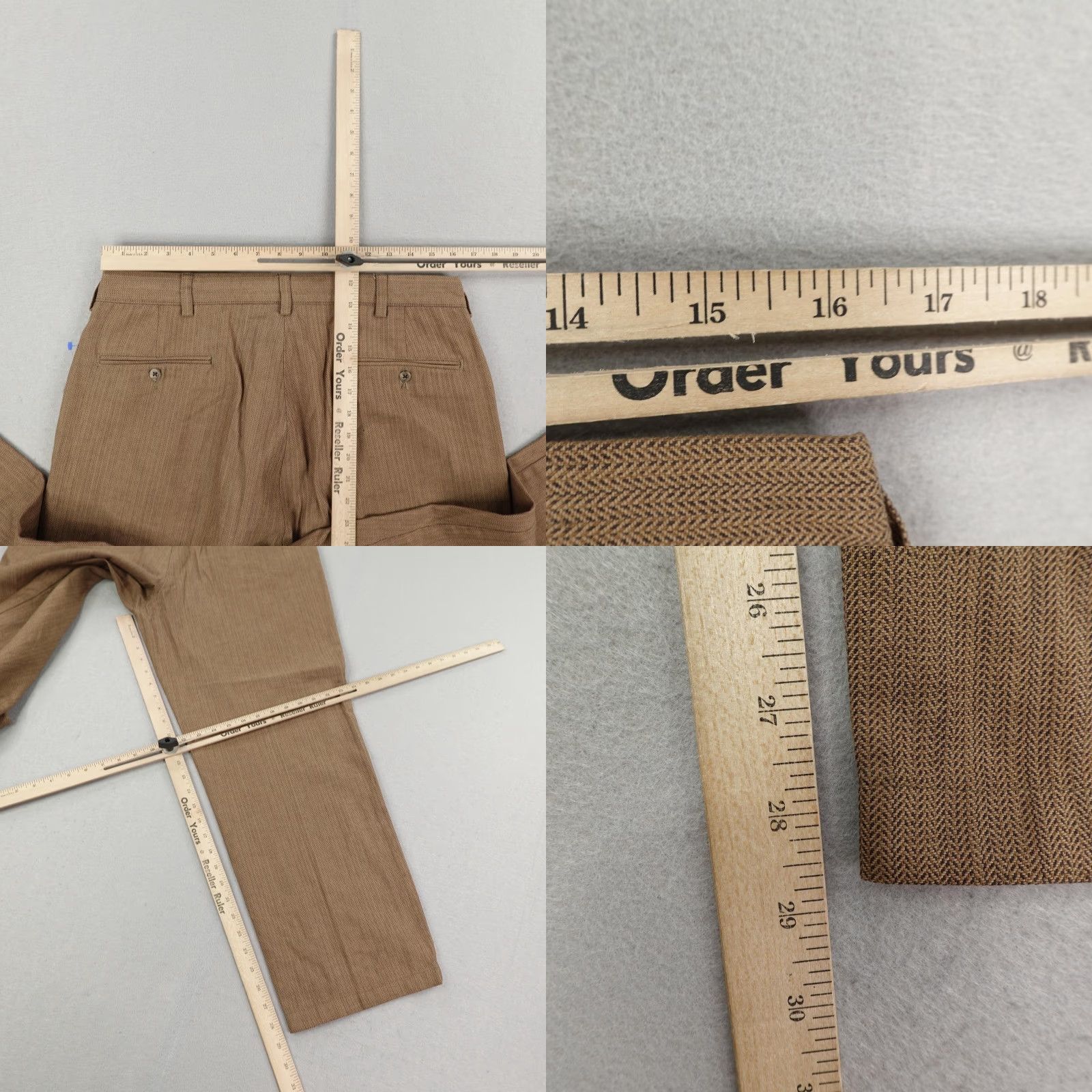 Polo Ralph Lauren VINTAGE Polo Ralph Lauren Pants Mens 35x34 Dress Pants Brown Herringbone Pleated Straight Leg Formal Casual Size US S / EU 44-46 / 1 - 8 Thumbnail