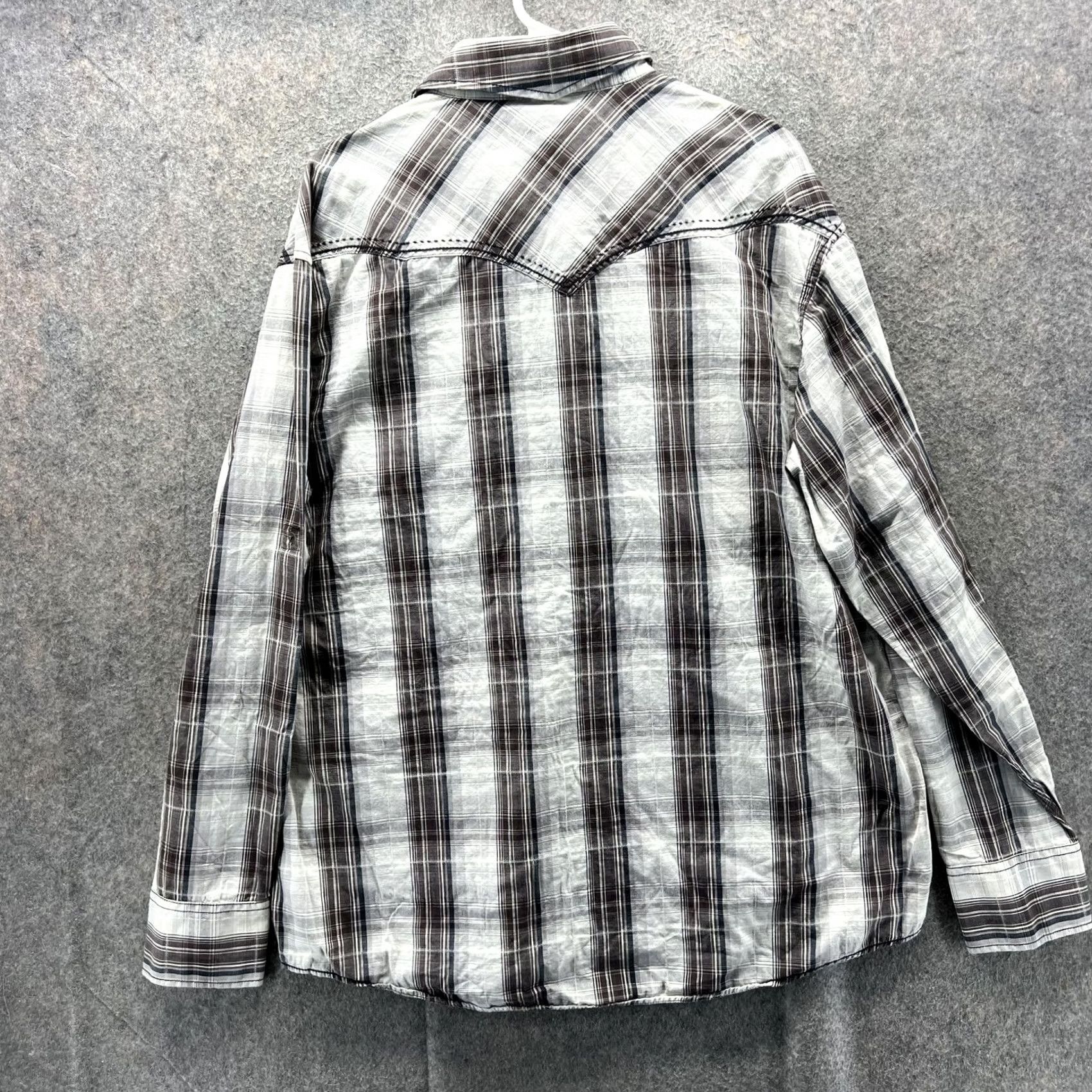 Vintage Panhandle Slim Shirt Mens XL Gray Plaid Pearl Snap Western Cowboy Long Sleeve Size US XL / EU 56 / 4 - 2 Thumbnail