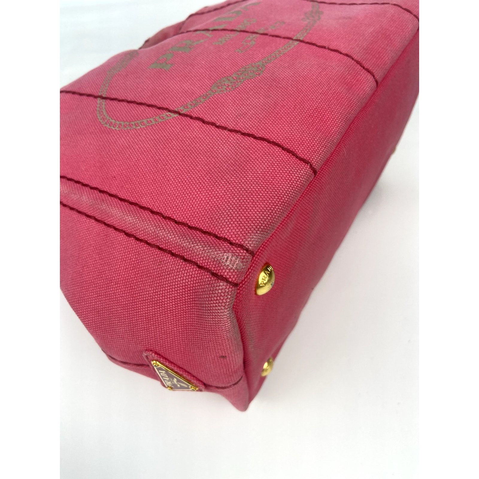 Prada Prada Pink Canapa Canvas Logo Print Tote Size ONE SIZE - 7 Thumbnail