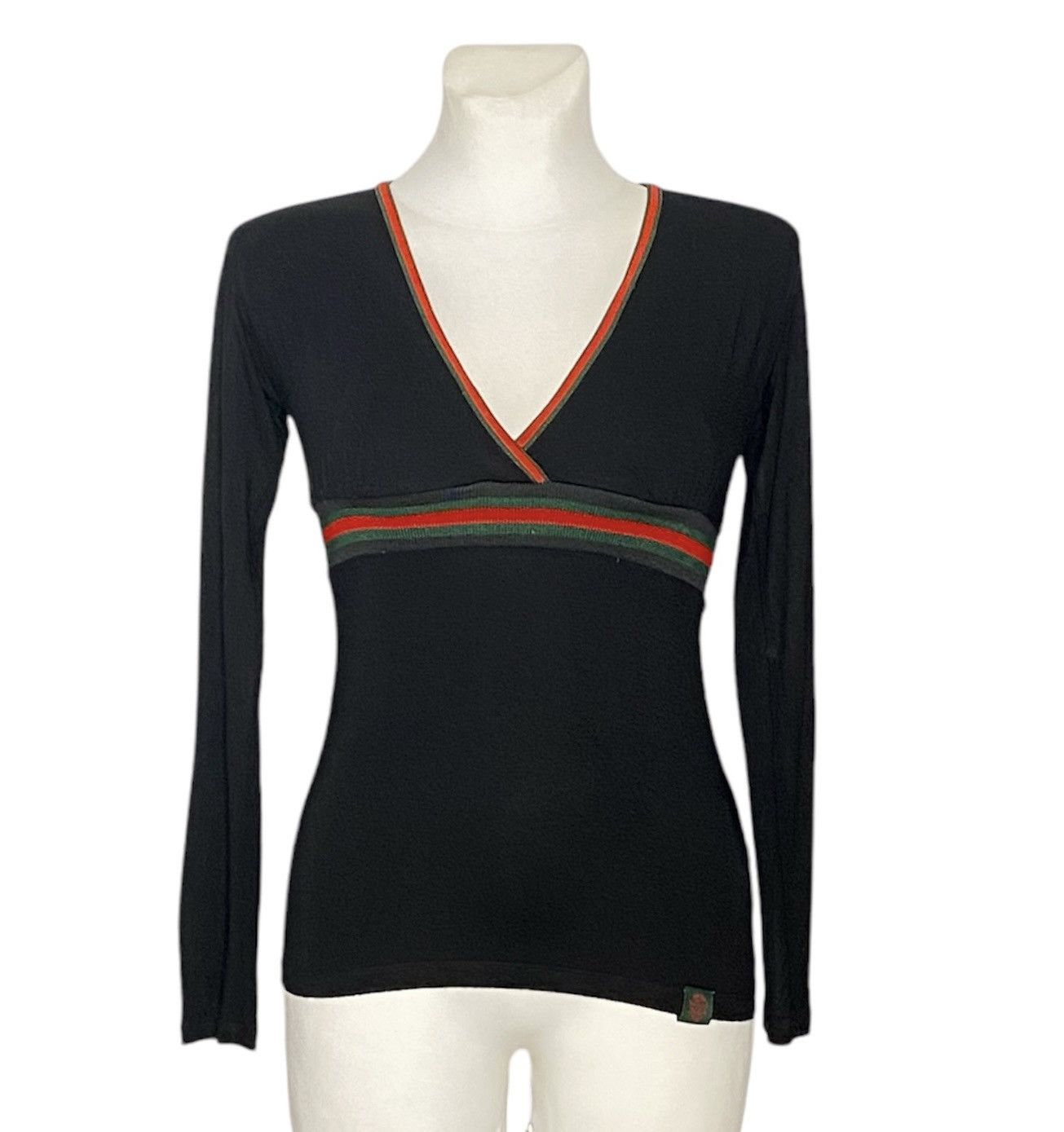 Gucci Vintage Black Basic Longsleeve T-shirt Tee Gucci Logo Lampas Size M / US 6-8 / IT 42-44 - 1 Thumbnail