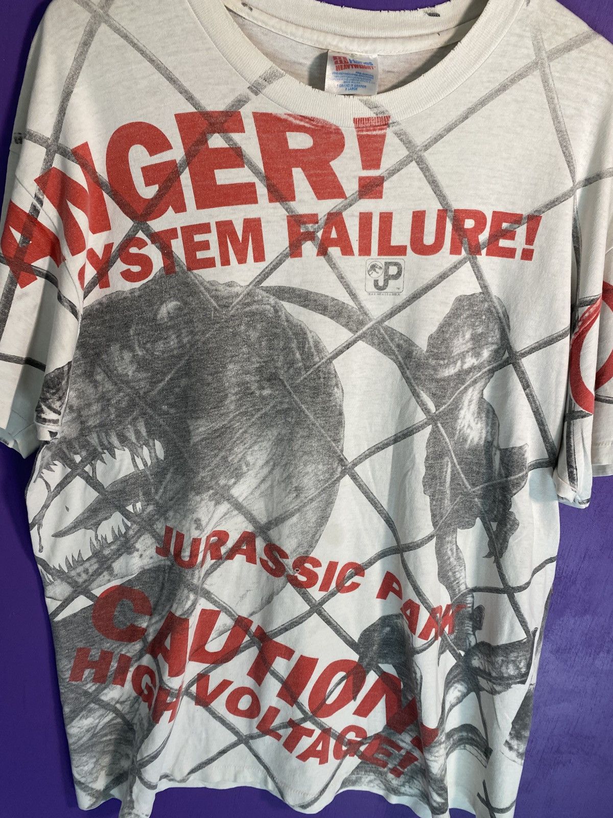 Other Vintage 1990 Jurassic park electric fence AOP t-shirt Size US XL / EU 56 / 4 - 3 Thumbnail