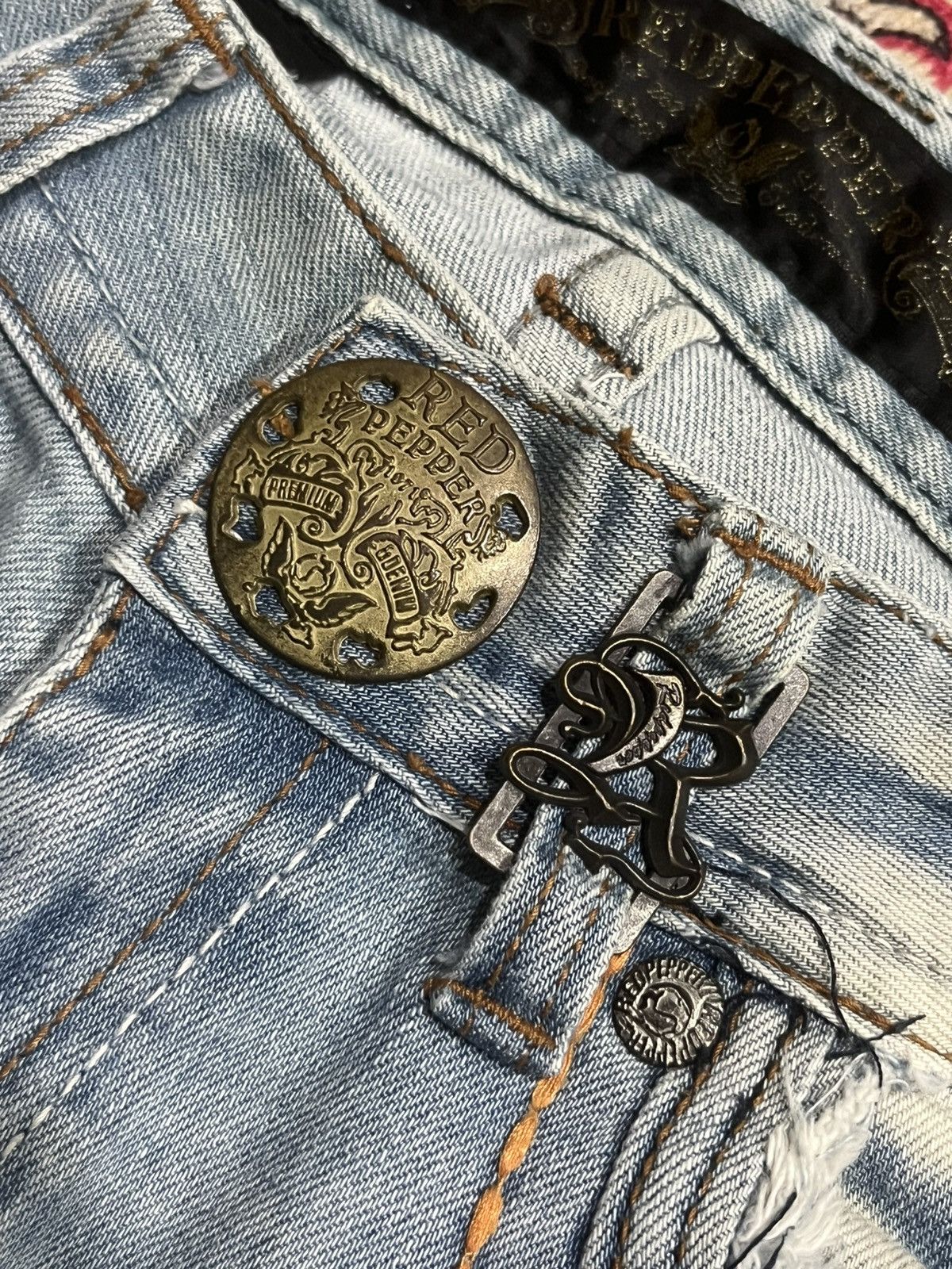 If Six Was Nine ⚡️Insane⚡️Vintage Japanese Brand Red Pepper Destroy Blue Jeans Size US 28 / EU 44 - 5 Thumbnail