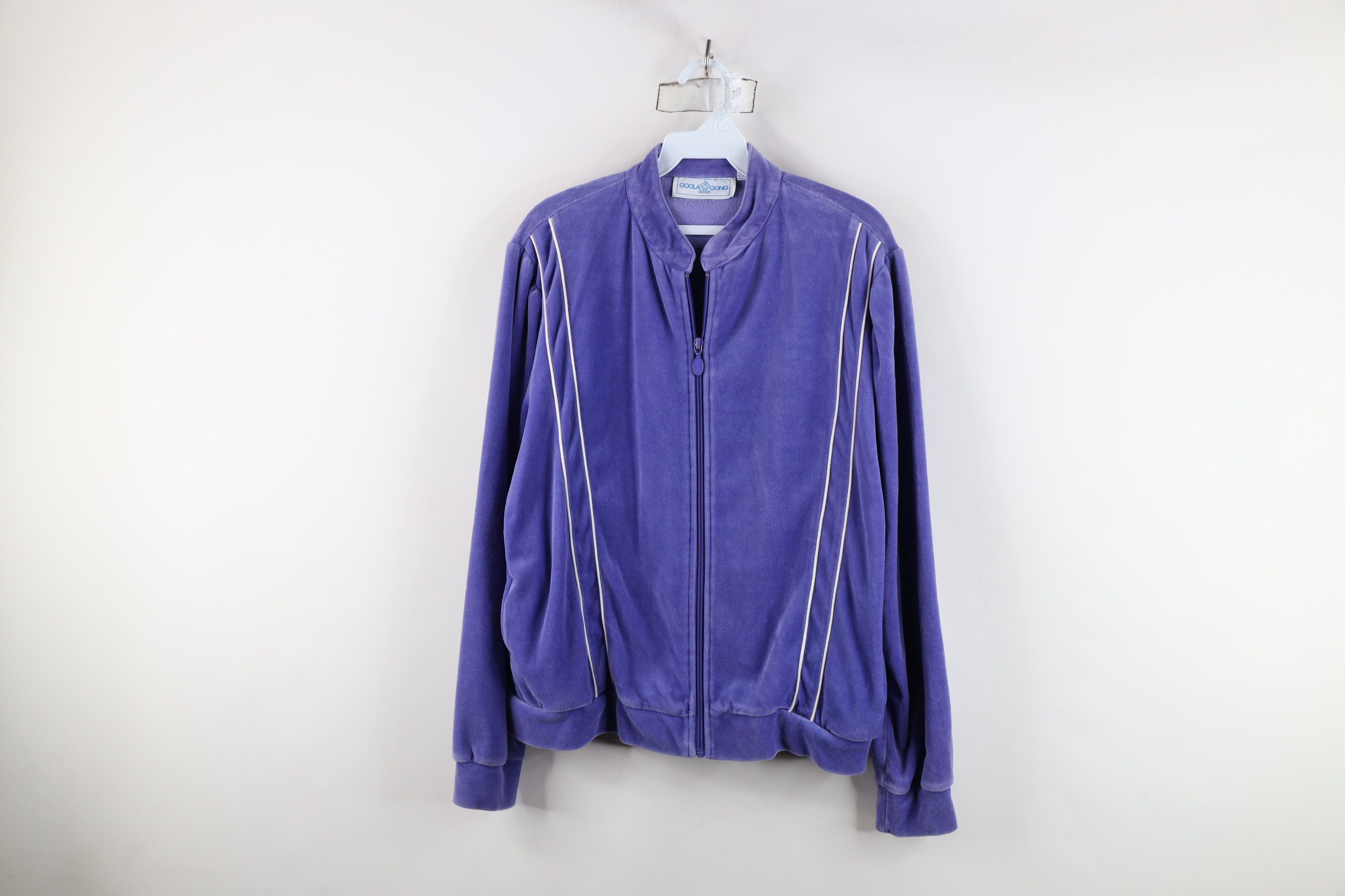 Vintage Vintage 90s Streetwear Velour Cafe Racer Bomber Jacket Size L / US 10 / IT 46 - 1 Thumbnail