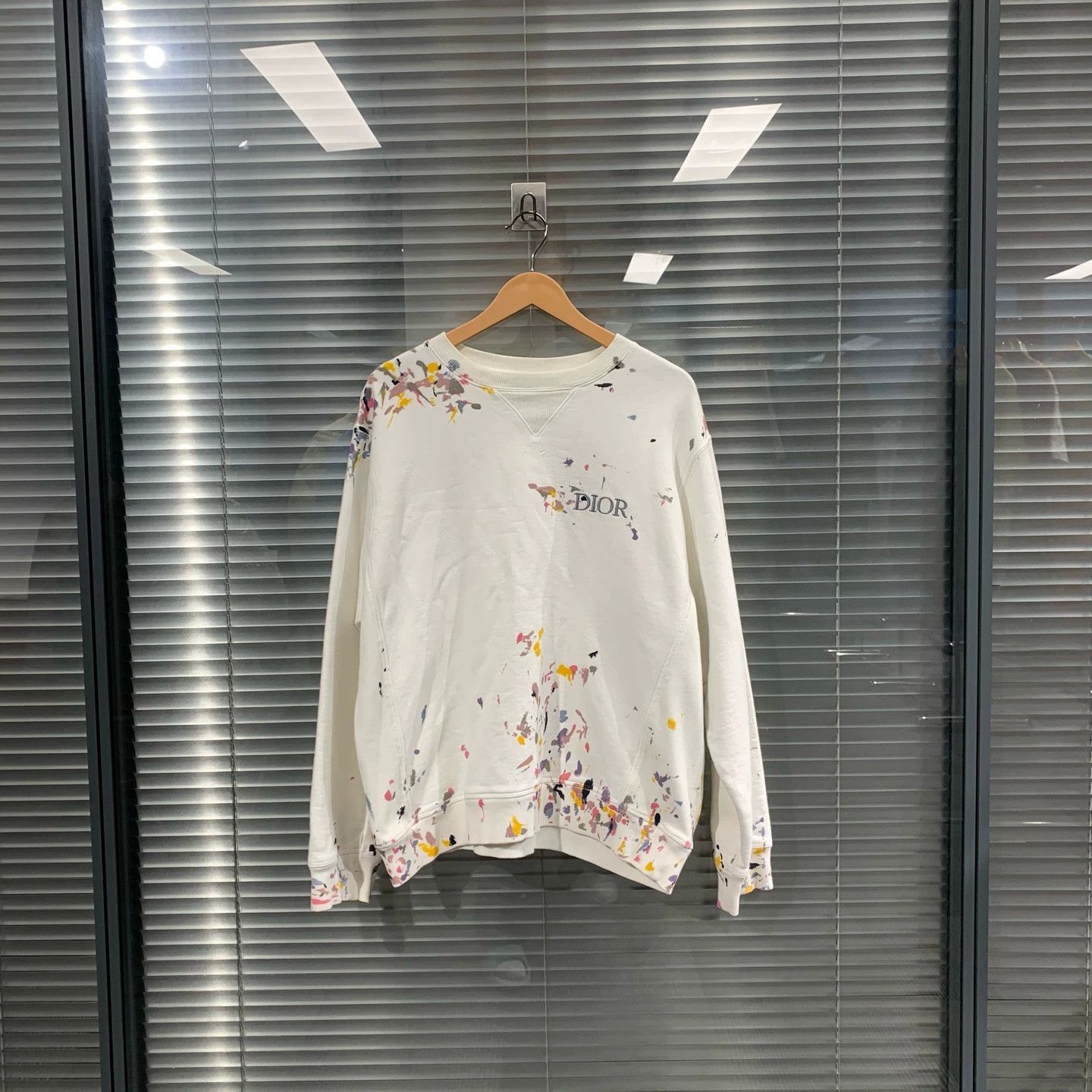Dior White Paint Splatter Long Sleeve Sweatshirt Size US XL / EU 56 / 4 - 1 Thumbnail