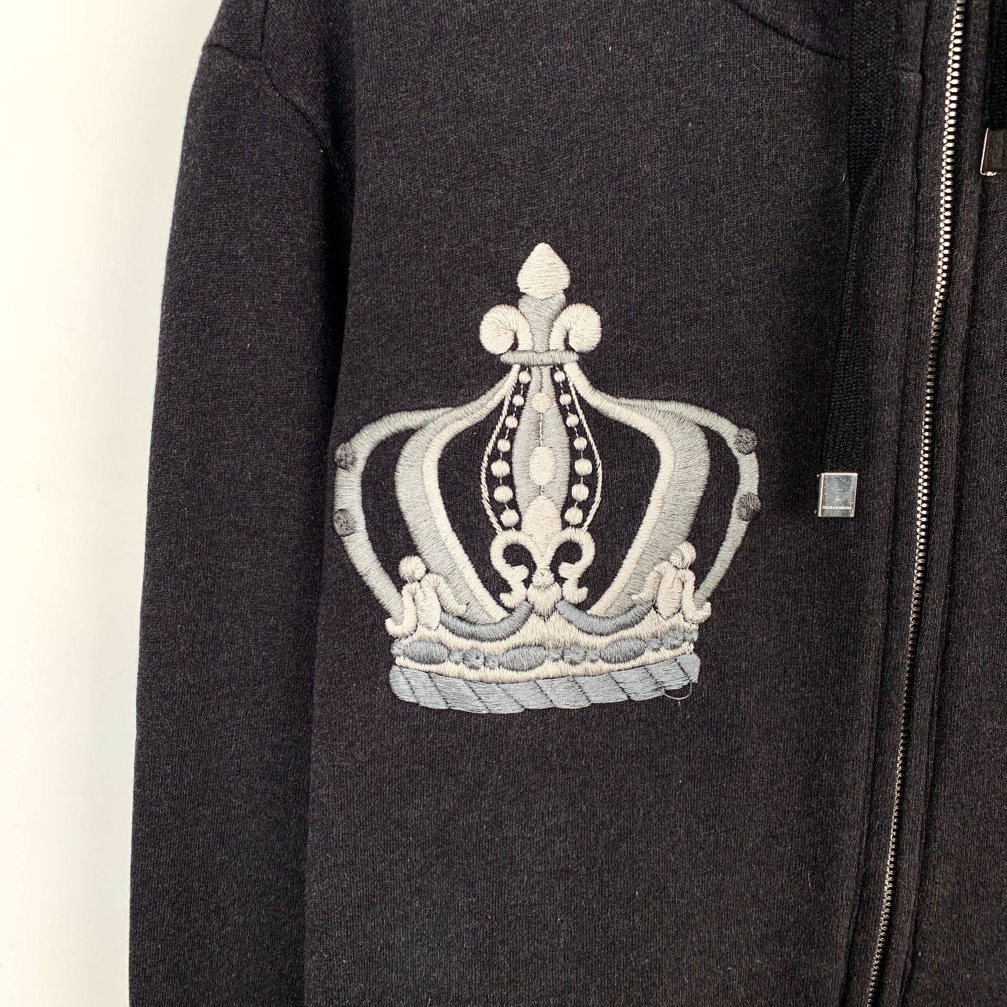 Dolce & Gabbana DOLCE & GABBANA Mens Black Cotton Crown Embroidered Zip-Up H Size US S / EU 44-46 / 1 - 5 Thumbnail