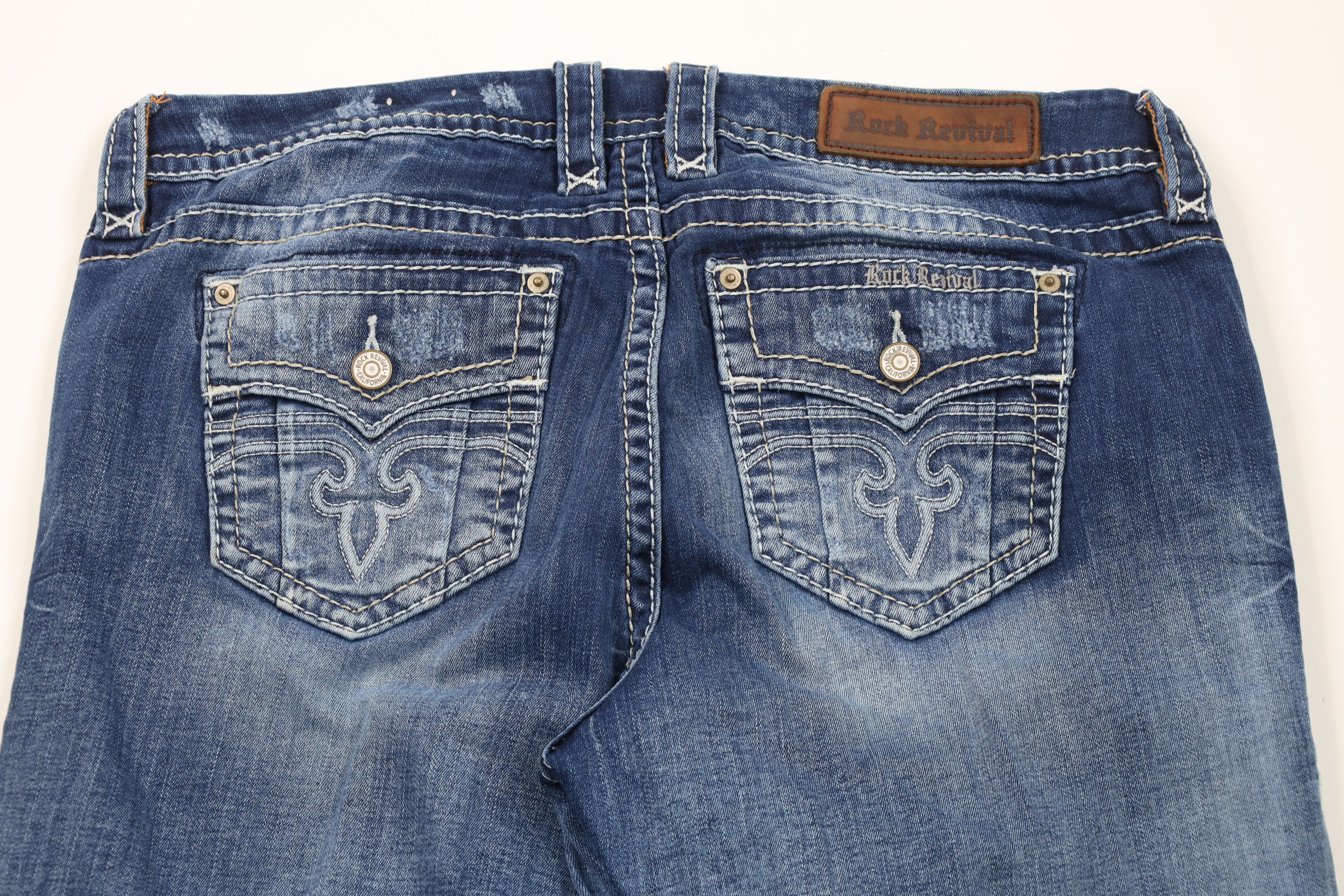 Rock Revival Rock Revival Stitch Mandell Easy Boot Flared Denim Jeans Size 33" - 10 Thumbnail