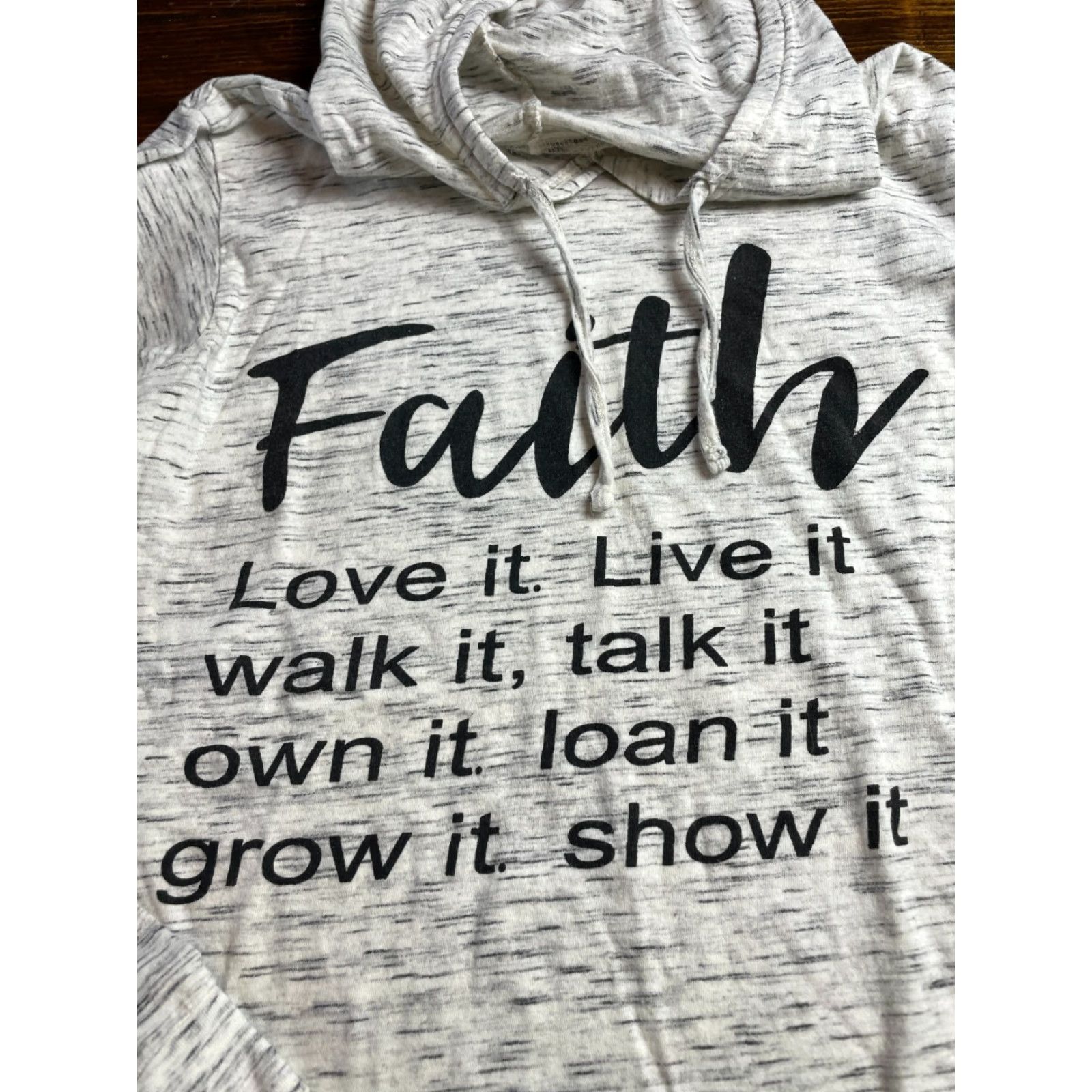 Vintage ON FIRE Sweater Women's Medium Hoodie Black Cream FAITH... Pullover Size M / US 6-8 / IT 42-44 - 3 Thumbnail