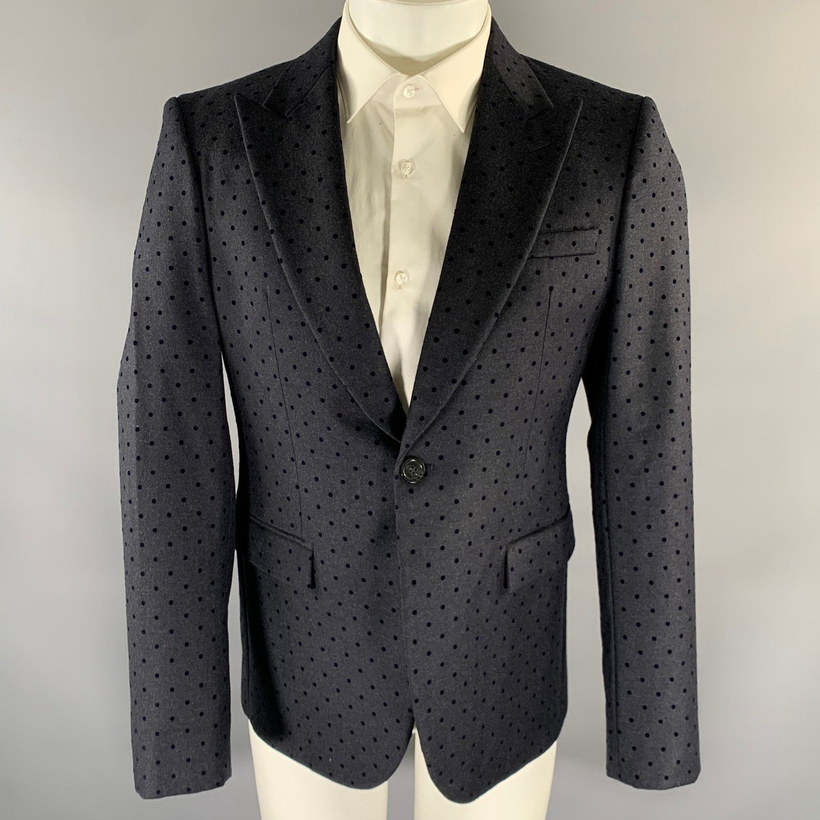 Emporio Armani EMPORIO ARMANI 40R Navy Polka Dot Wool Blend Sport Coat Size 40R - 1 Thumbnail