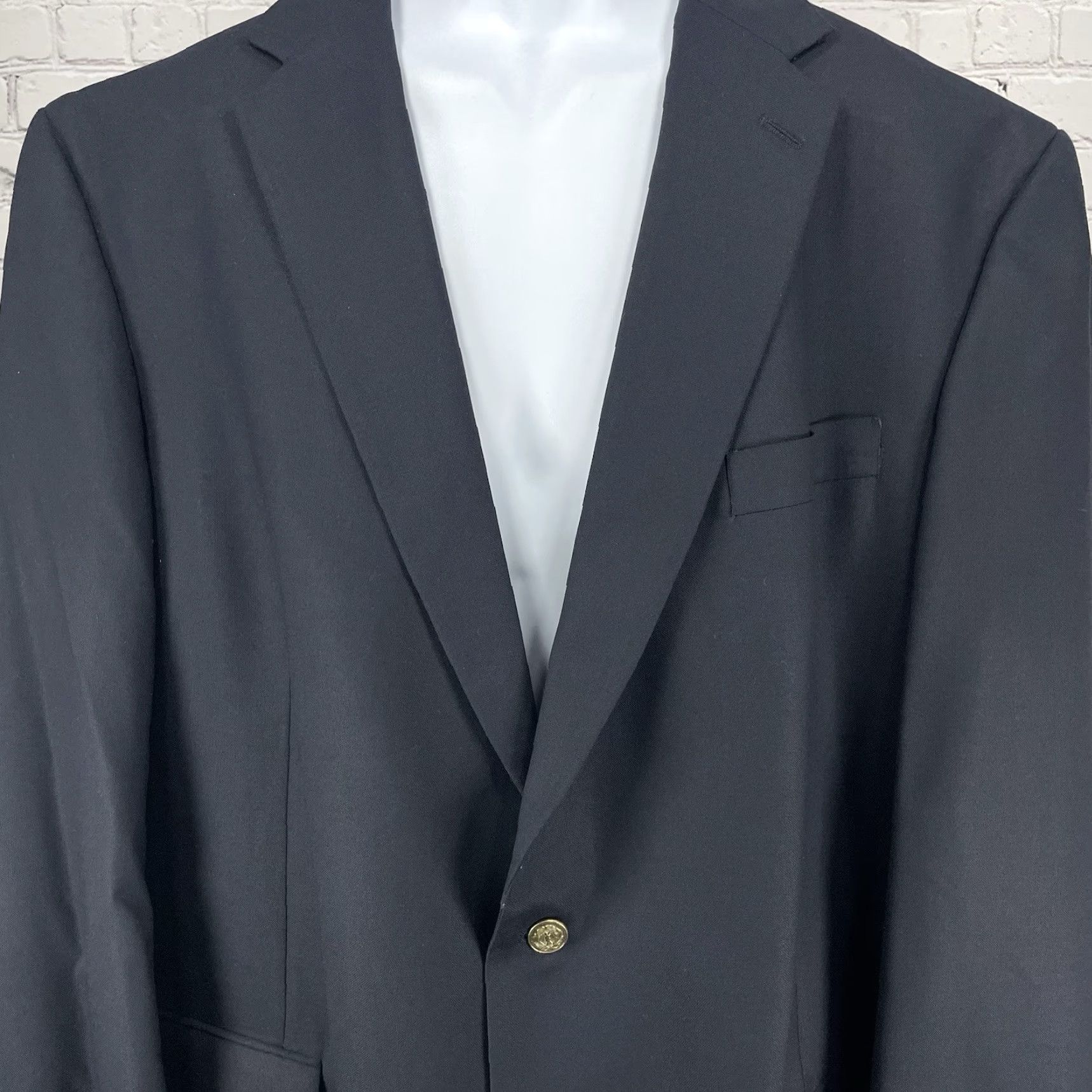 Vintage Nicklaus Jack Dark Blue Worsted Wool Blend Metal Button Blazer Sport Coat 50L Size 50R - 6 Thumbnail