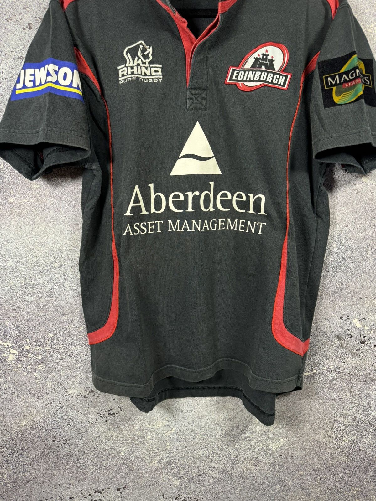 Vintage Edinburgh Union 2009 Black Rhino Rugby Jersey Maillot L sz Size US L / EU 52-54 / 3 - 4 Thumbnail